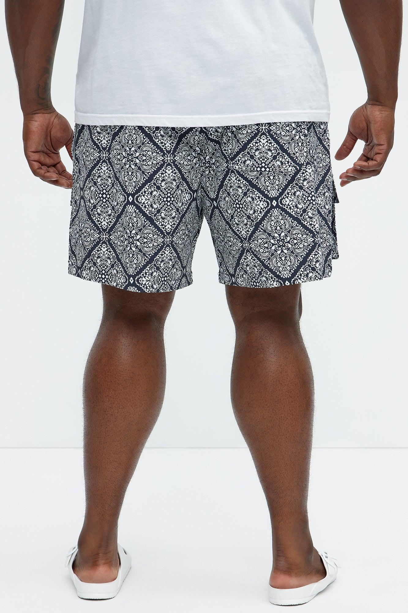 Medallion Cargo Swim Classic Trunk - Black/White Product Image