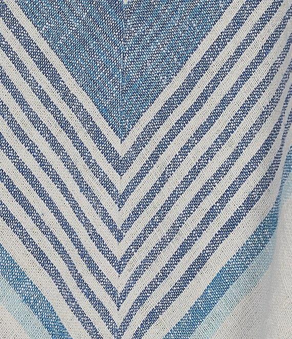 Charlie B. Linen Blend Stripe Print Boat Neck Cap Sleeve Tie-Front Blouse Product Image