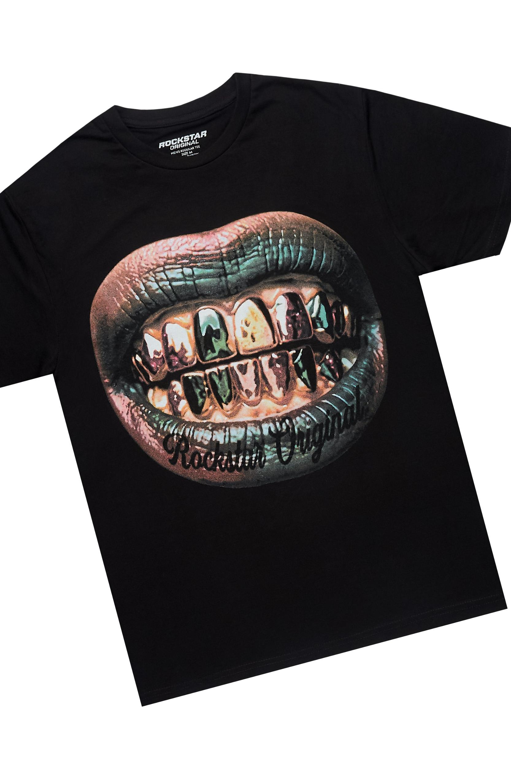 Darce Black/Orange T-Shirt/Stacked Baggy Track Pant Set Male Product Image