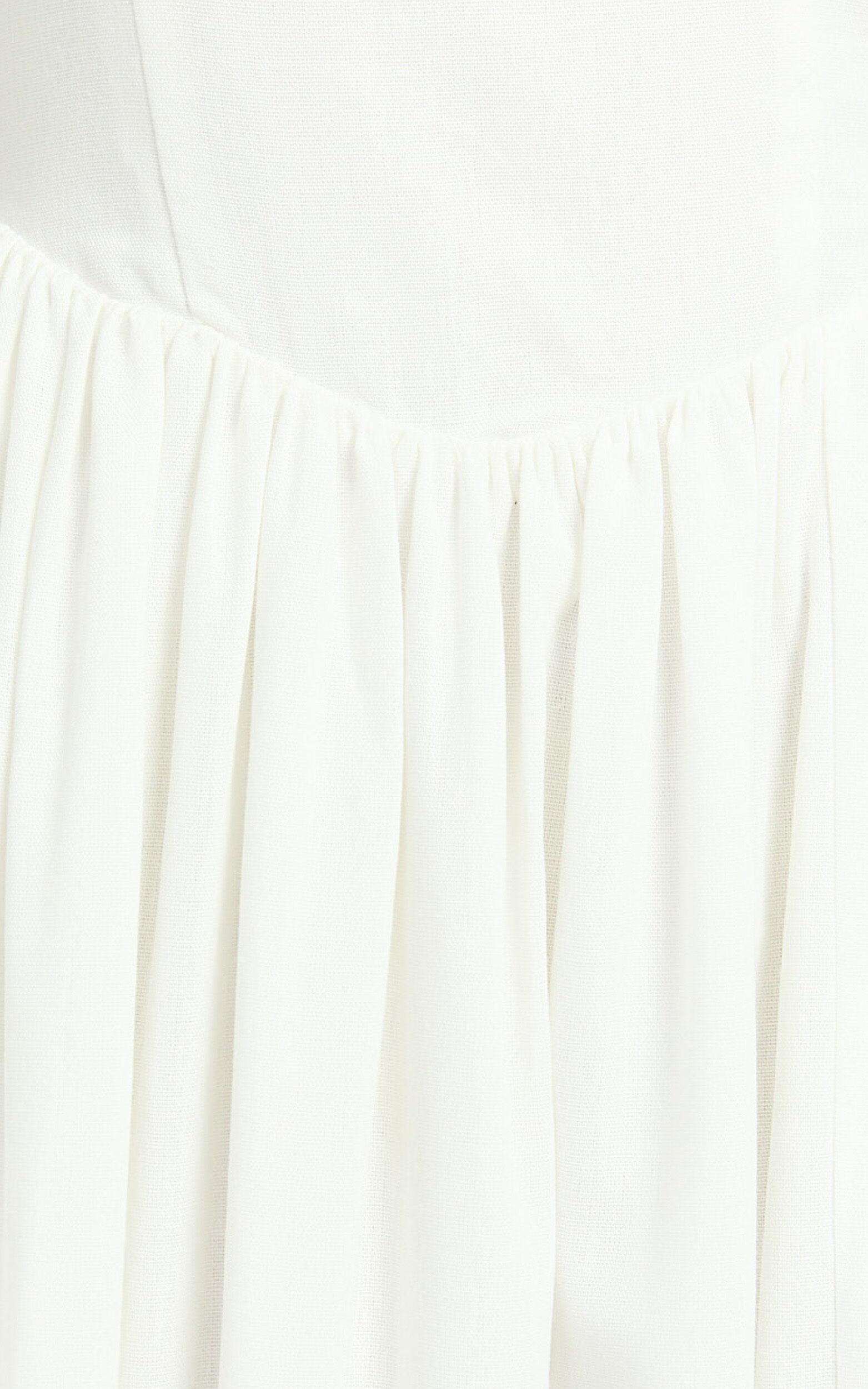 Morris Midi Dress - Linen Scoop Neck Gathered Dress in Off White Product Image