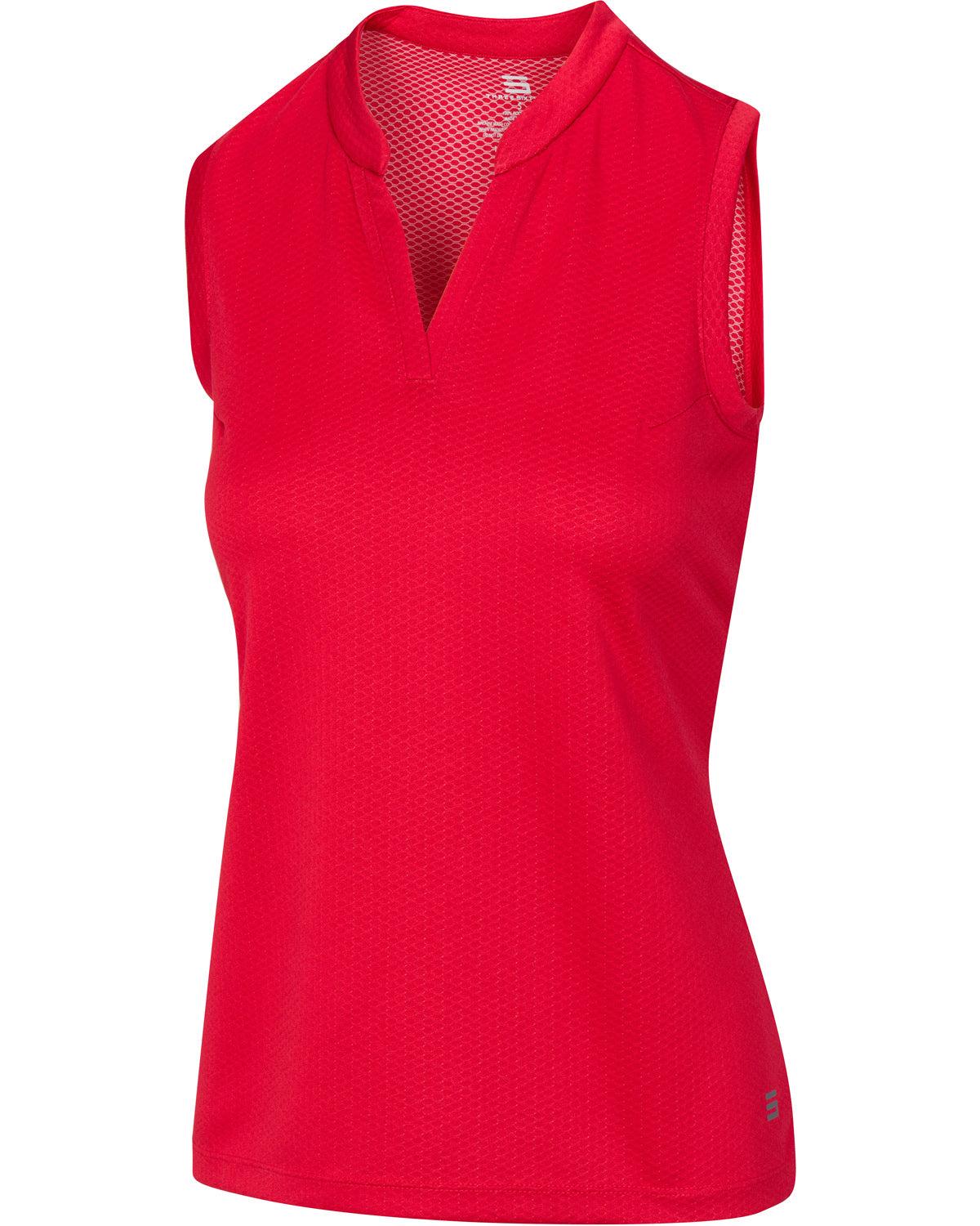 Three Sixty Six Women's Waffle-Textured Collarless Golf Polo Female Product Image