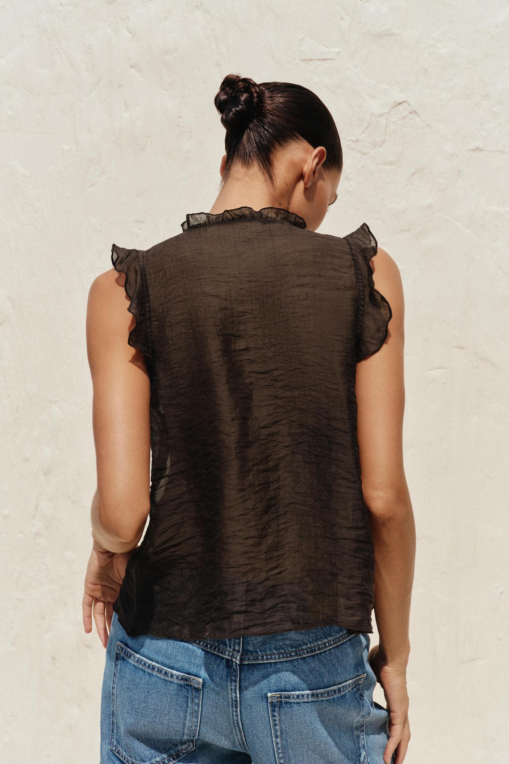 SEMI-SHEER RUFFLED TOP Product Image