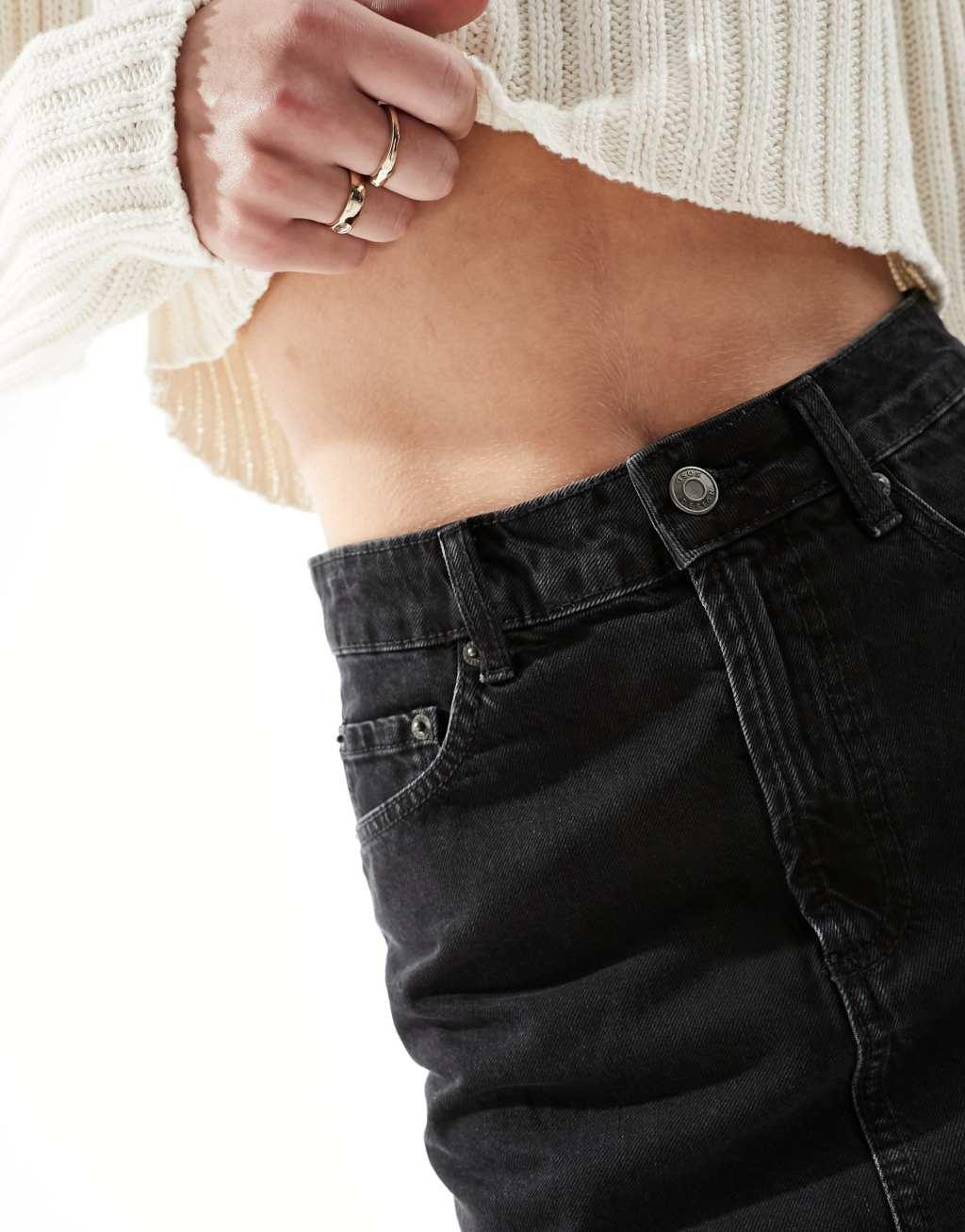 ASOS DESIGN Tall denim high waist mini skirt Product Image