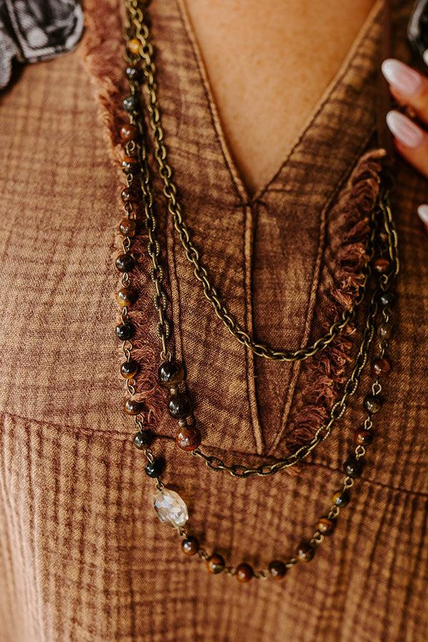 Casual Chats Semi Precious Layered Necklace In Brown Product Image
