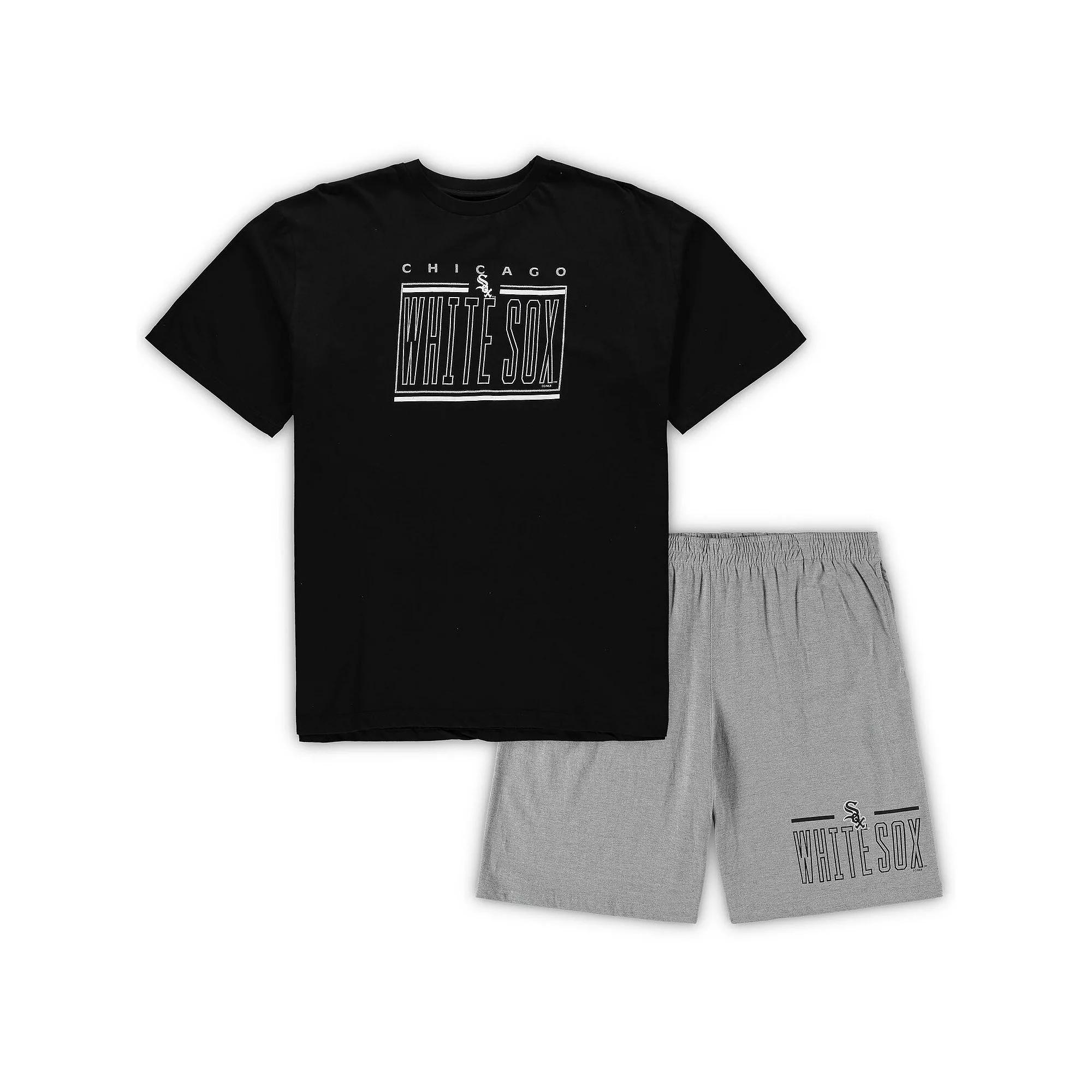 Men's Concepts Sport Black/Heathered Gray Chicago White Sox Big & Tall T-Shirt & Shorts Sleep Set, Size: 2XLT Product Image