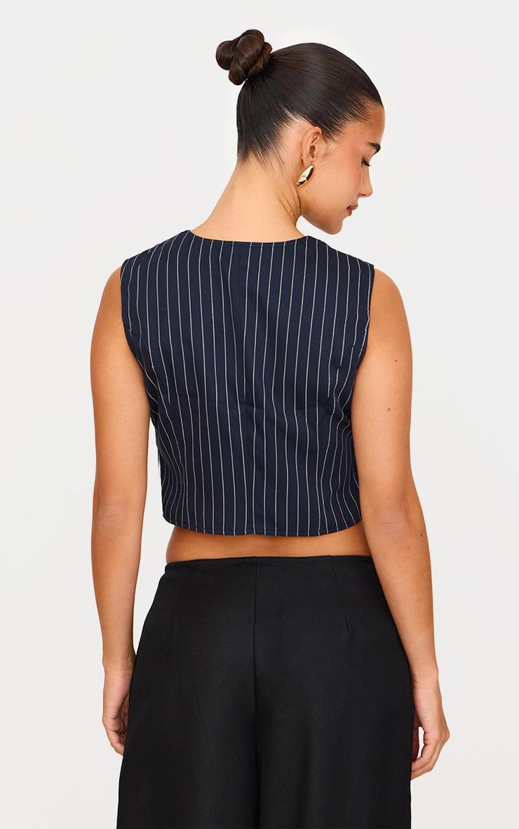 Navy Pinstripe Asymmetric Vest Product Image