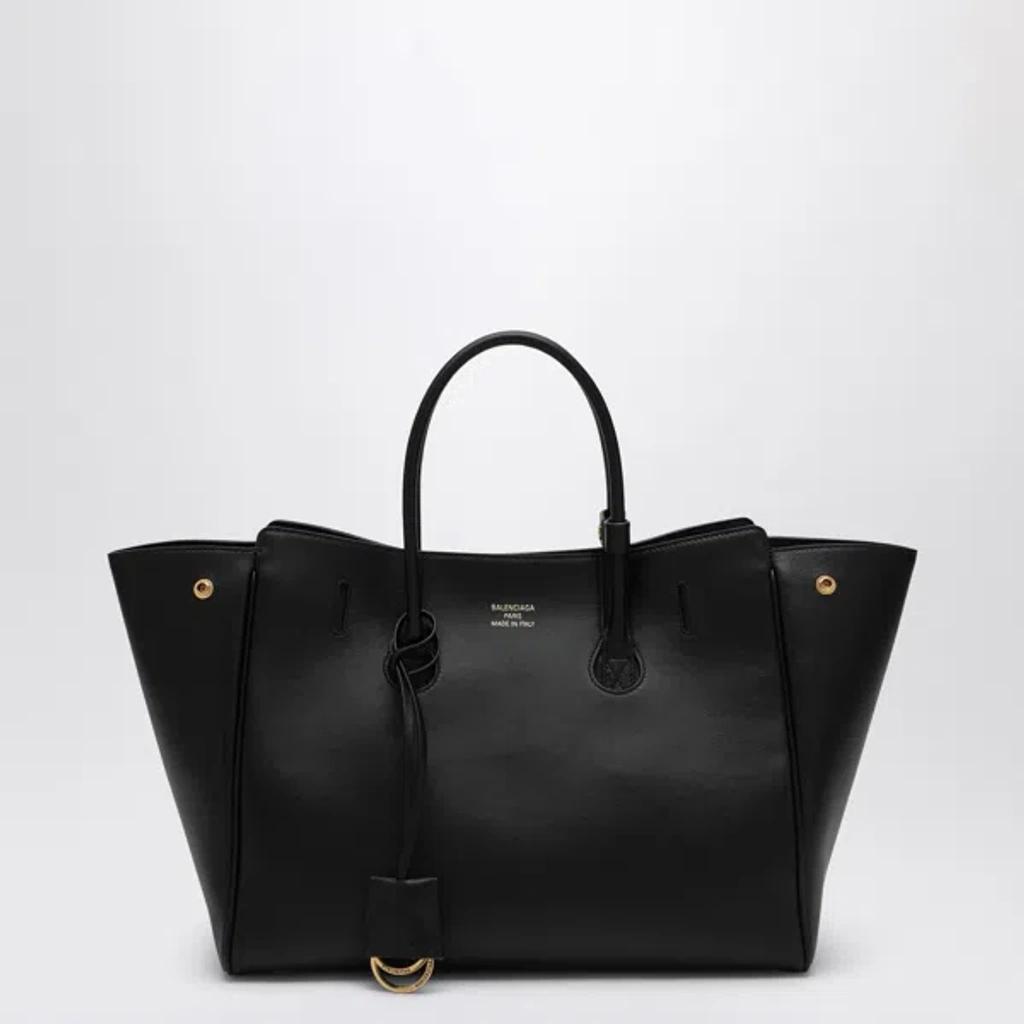 BALENCIAGA Women Black Leather Mini Carry All Hampton Shopping Bag Product Image