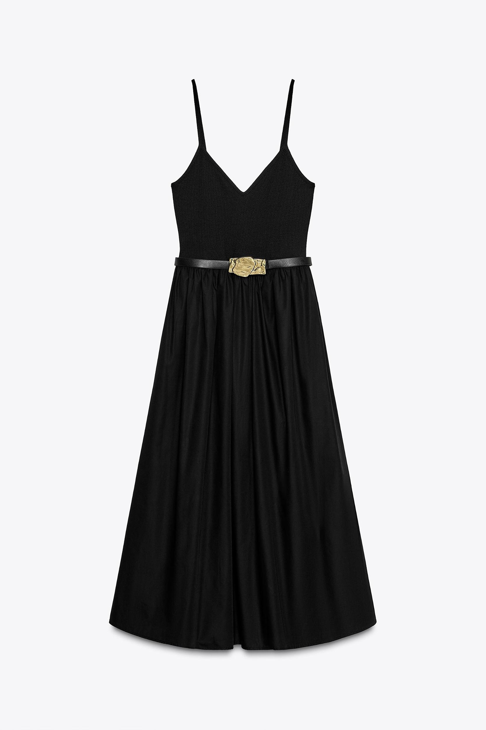 BELTED COMBINATION MIDI DRESS Product Image
