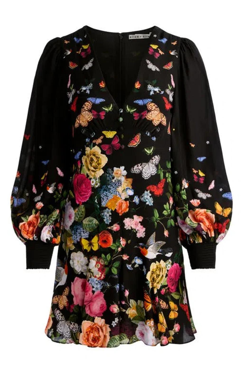ALICE AND OLIVIA Irene Mini Dress Solar Strength Black In Multi Product Image