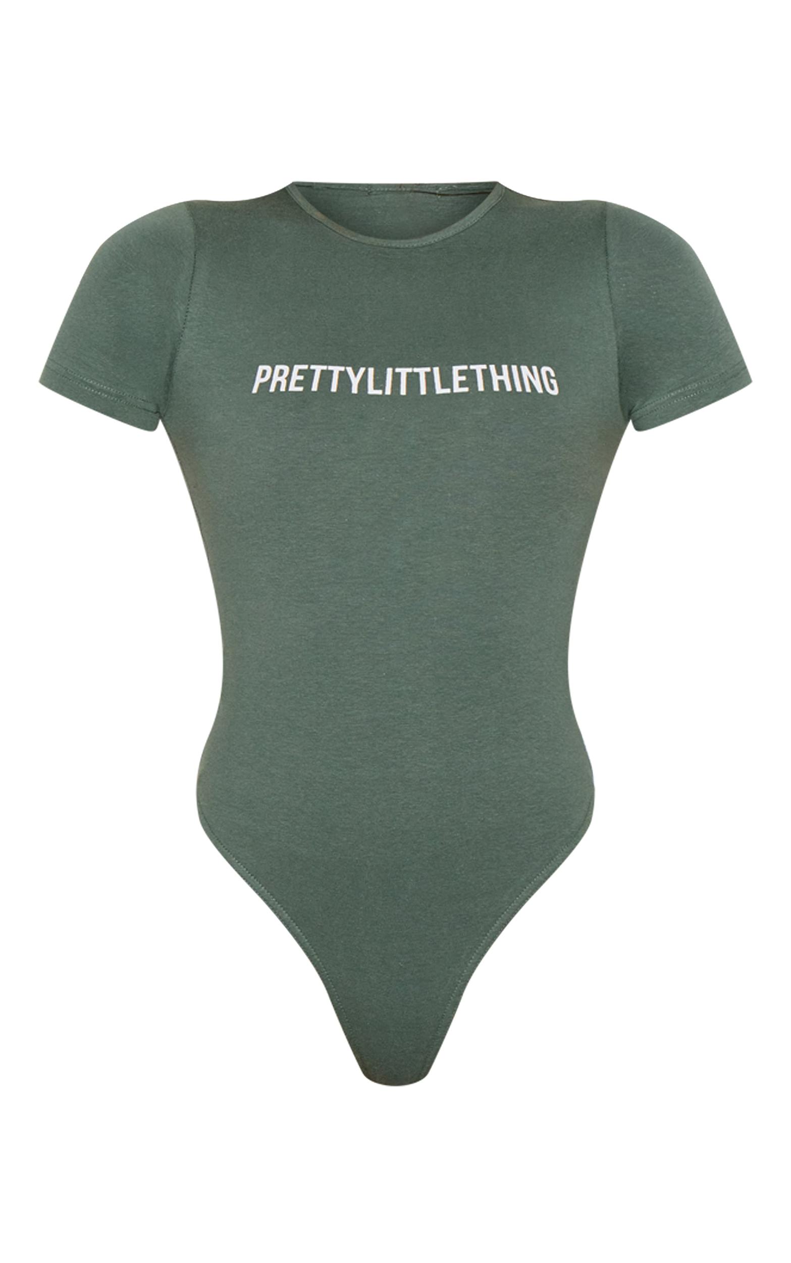 PRETTYLITTLETHING Sea Green Logo Short Sleeved Bodysuit Product Image