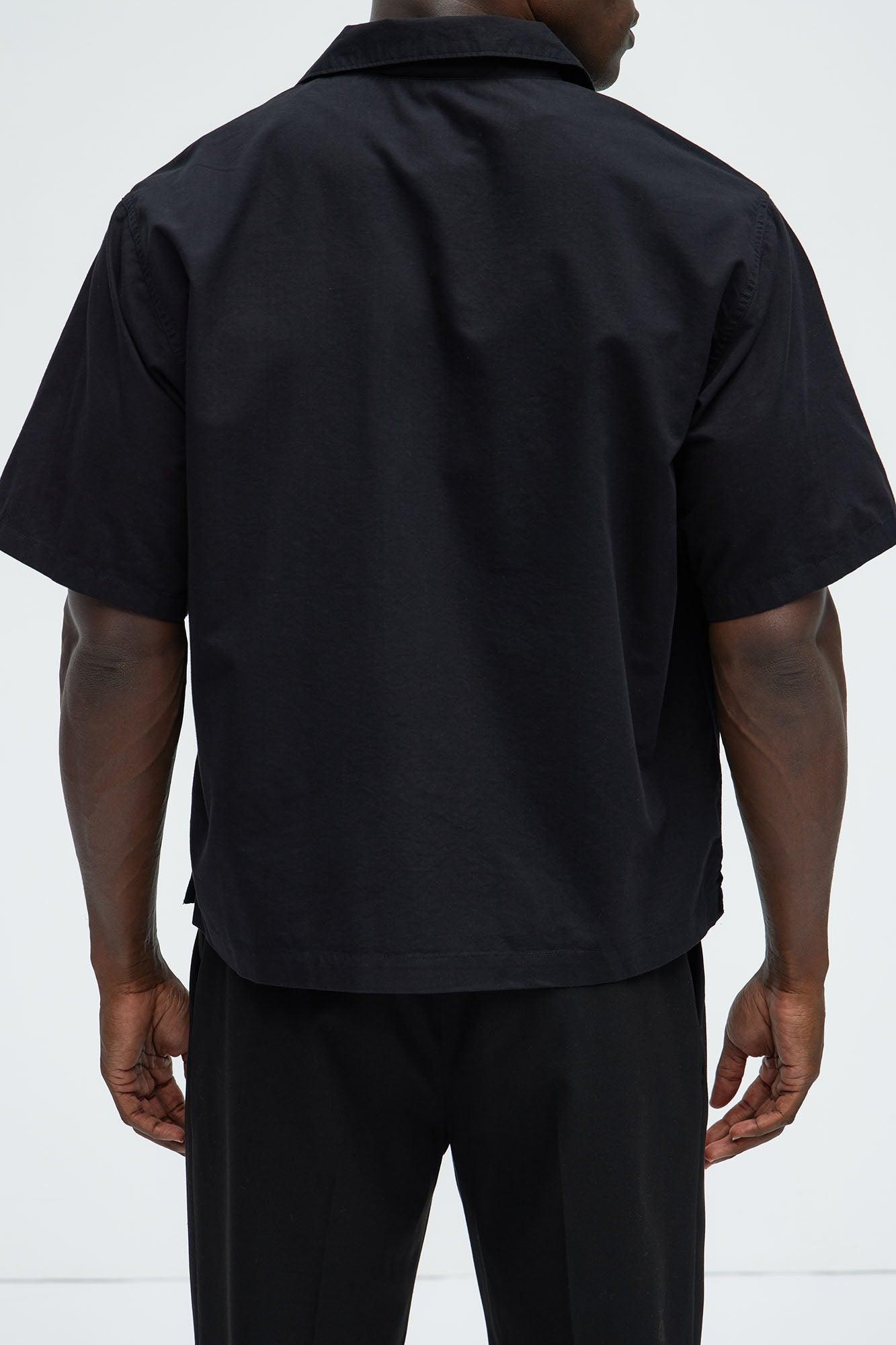 Ryland Relaxed Cotton Short Sleeve Cuban Shirt - Black Product Image