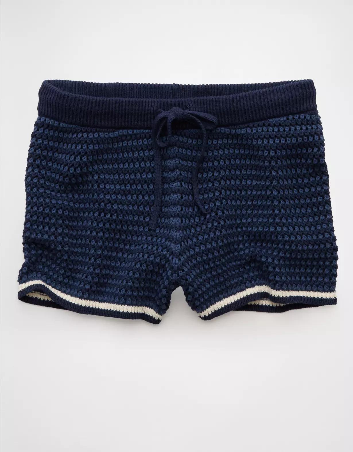 AE Crochet Sweater Striped Short Product Image