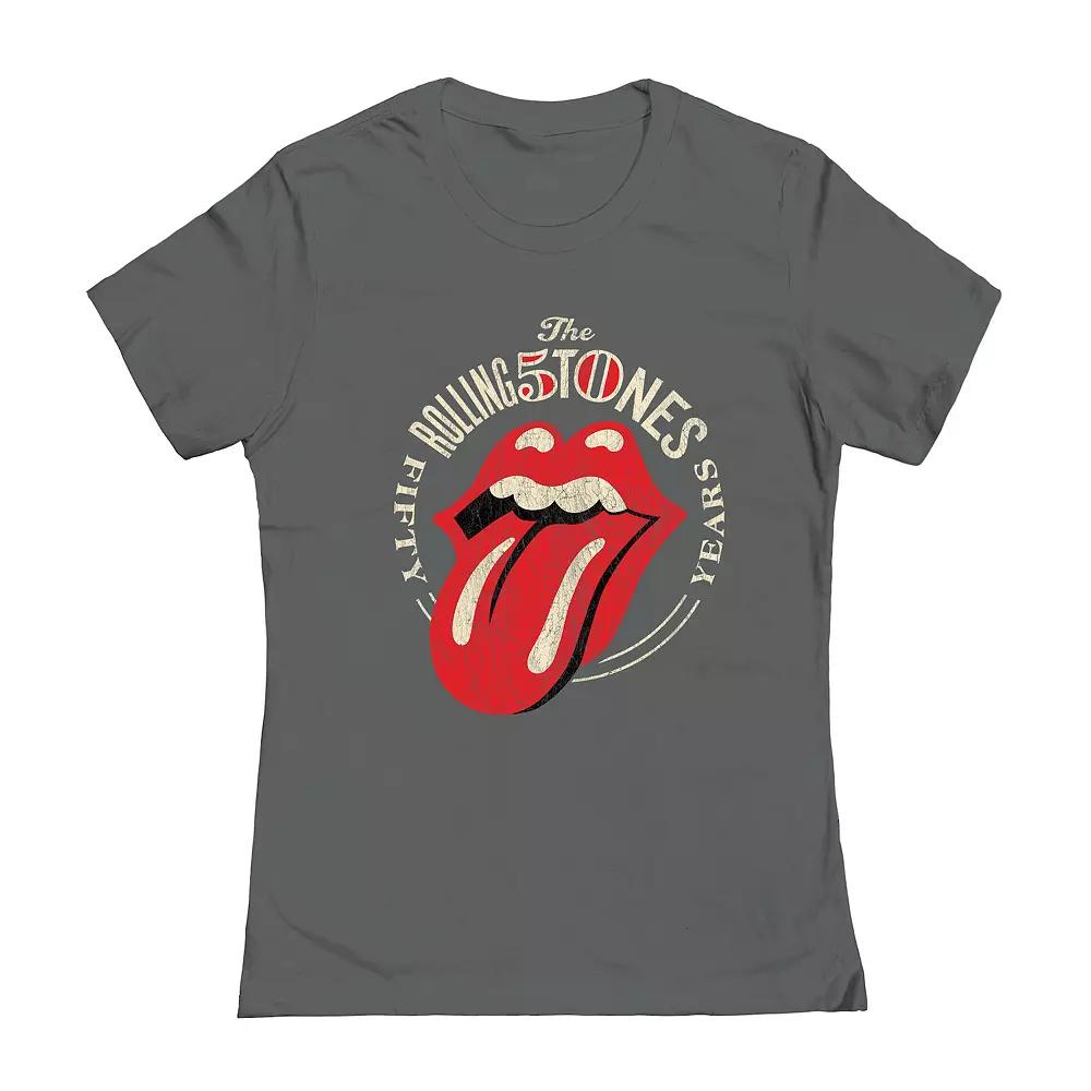 Juniors' Rolling Stones 50th Logo Graphic Tee, Girl's, Size: Large, Grey Product Image