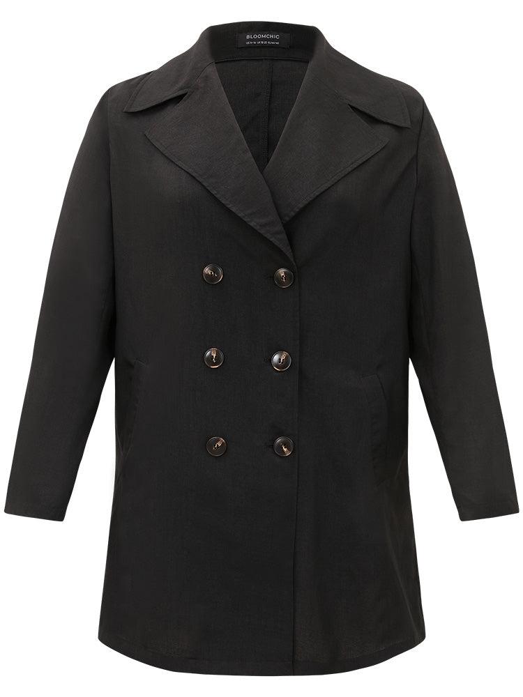 Halloween Solid Lapel Collar Double Breasted Pocket Coat Female Product Image