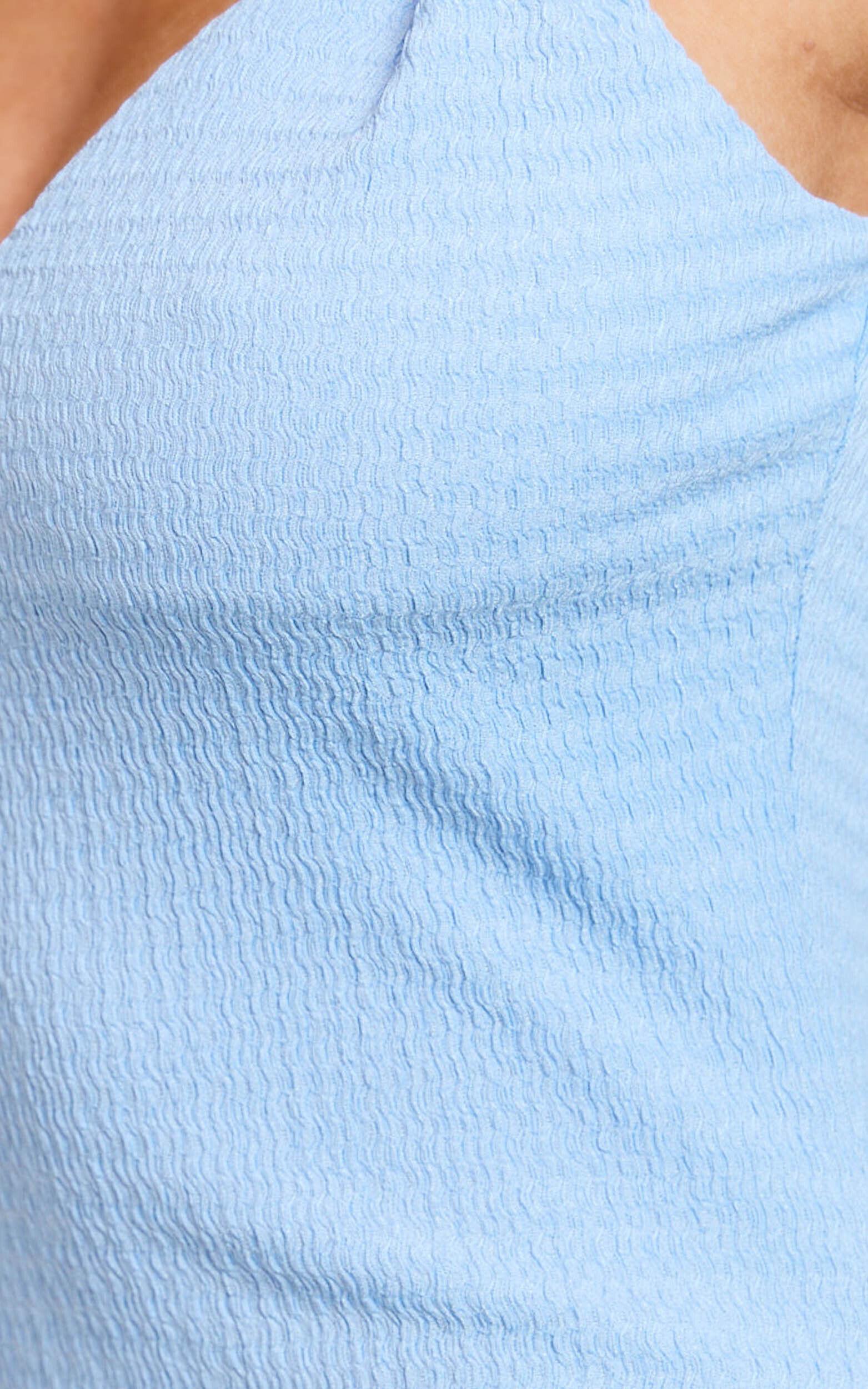 Gisele Maxi Dress - Twist Straps V Neck Fitted Column Dress in Blue Product Image