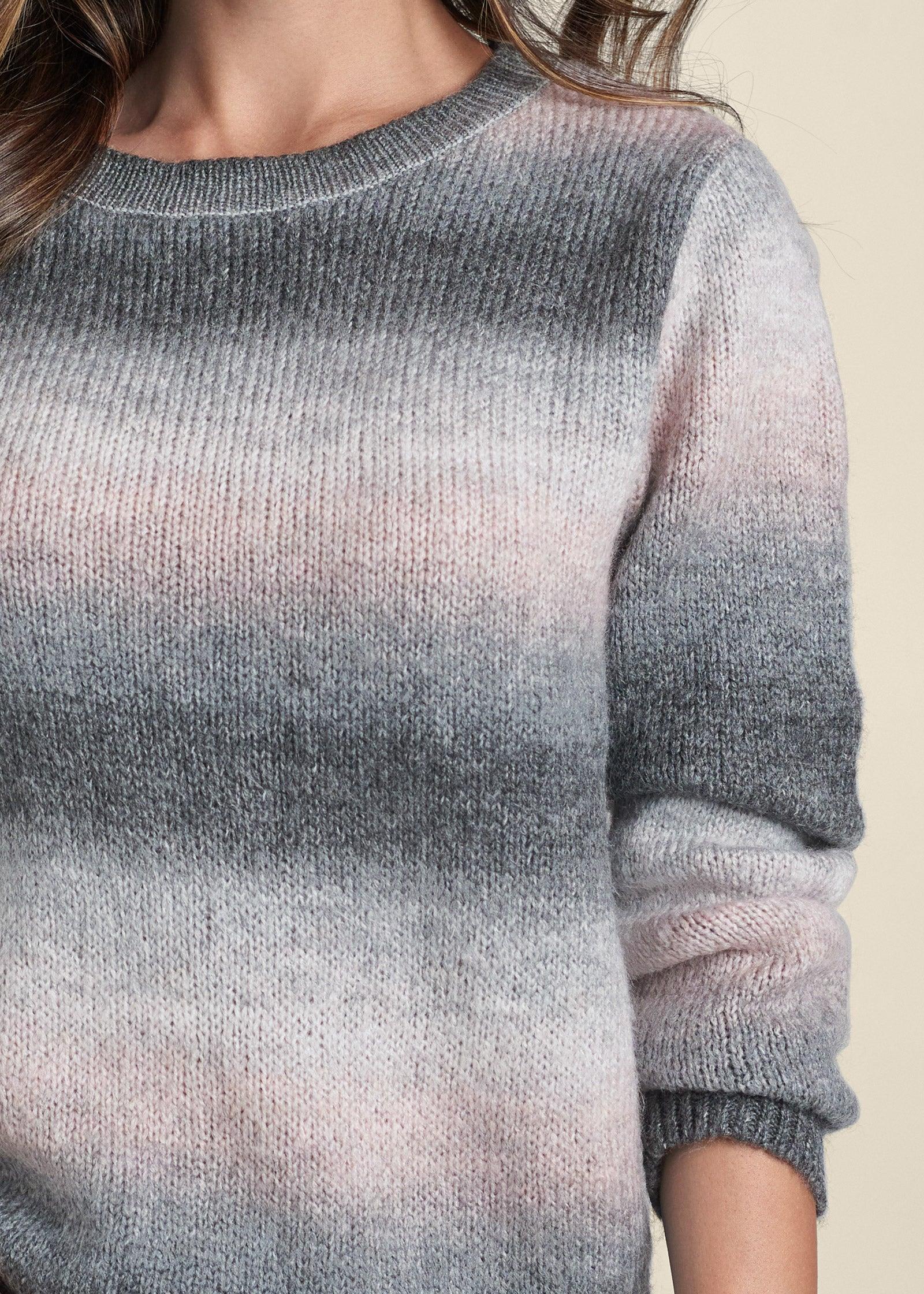 Ombre Stripe Sweater - Pink & Black Product Image