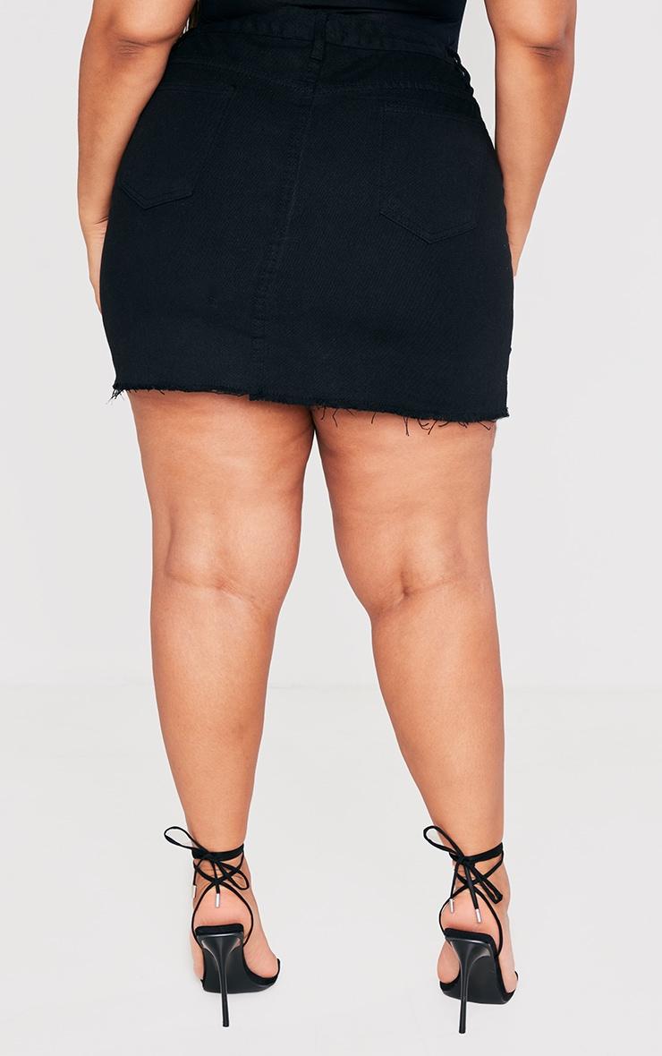 Plus Basic Black Denim Skirt Product Image