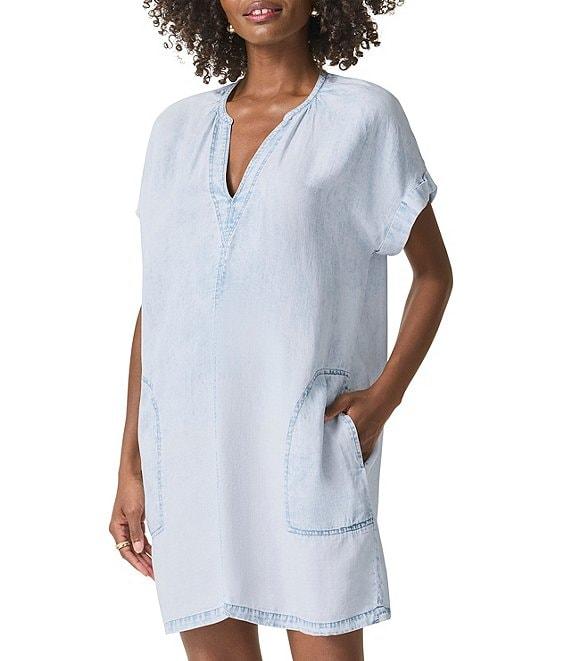 Splendid Lauren Knit V-Neck Short Sleeve A-Line Mini Dress Product Image