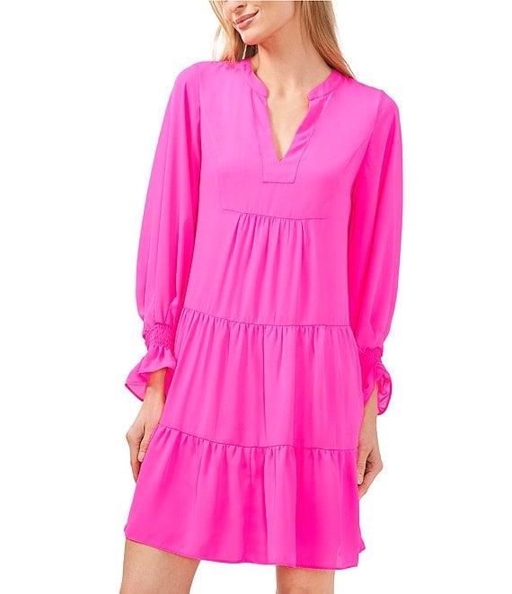 CeCe V Neck Long Sleeve Tiered Dress Product Image