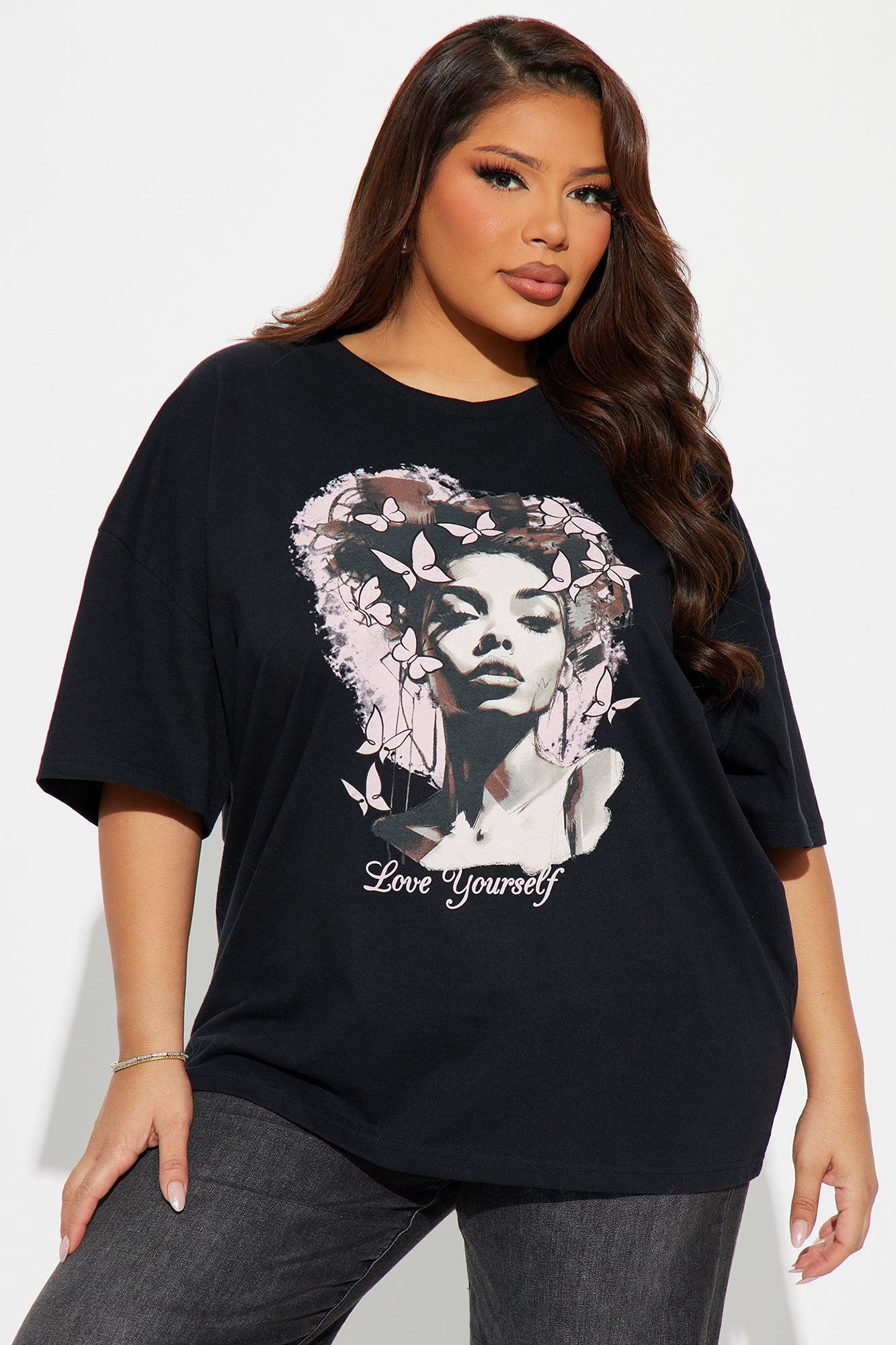 Love Yourself Butterflies Oversized Tee - Black Product Image
