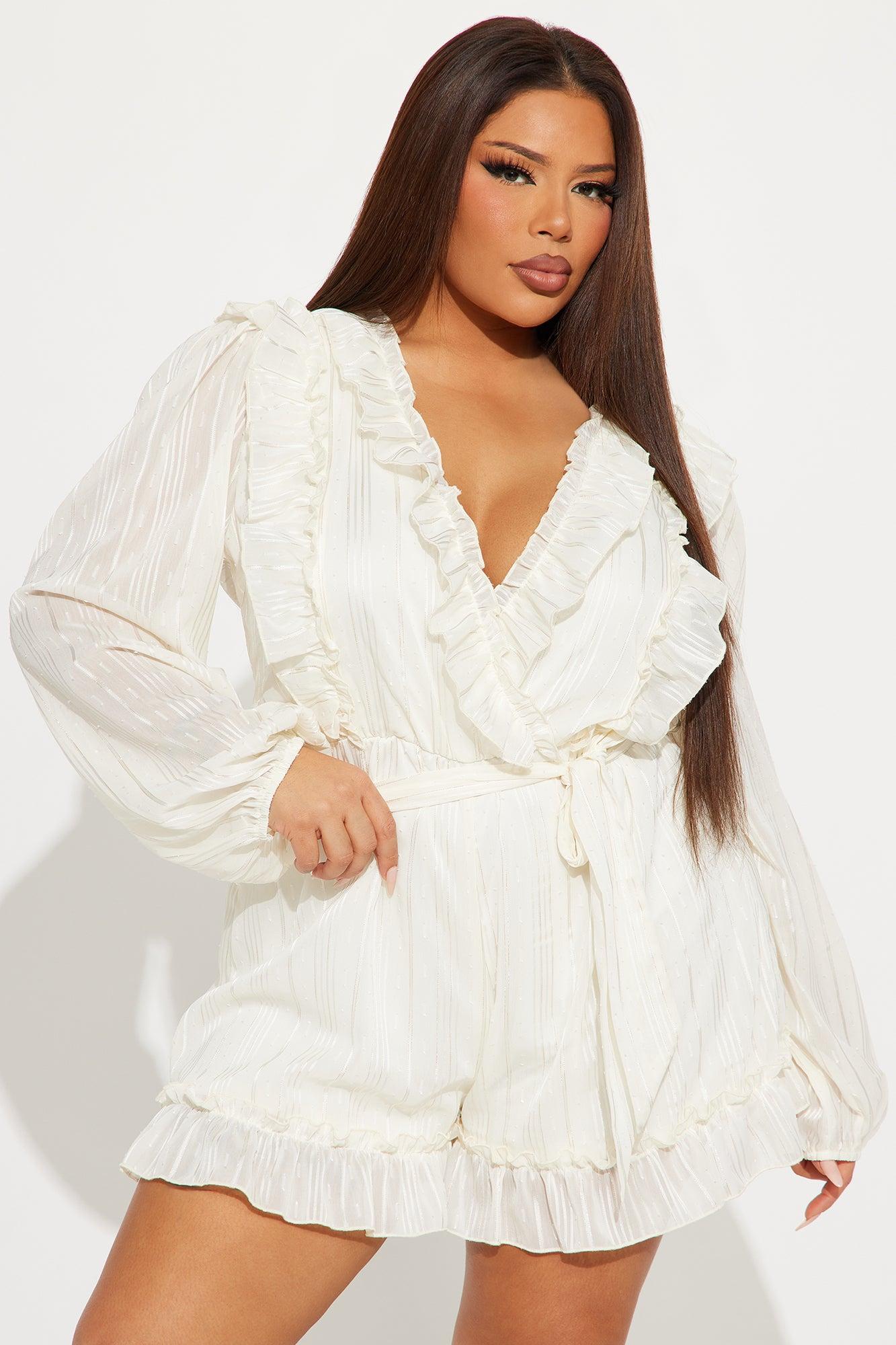 Roxanna Ruffle Romper - Cream Product Image