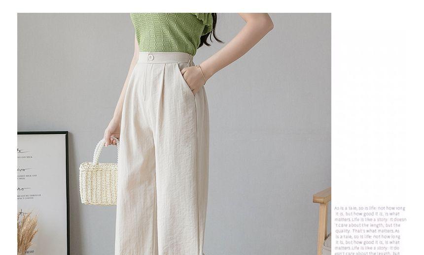 High Waist Plain Wide Leg Pants Product Image