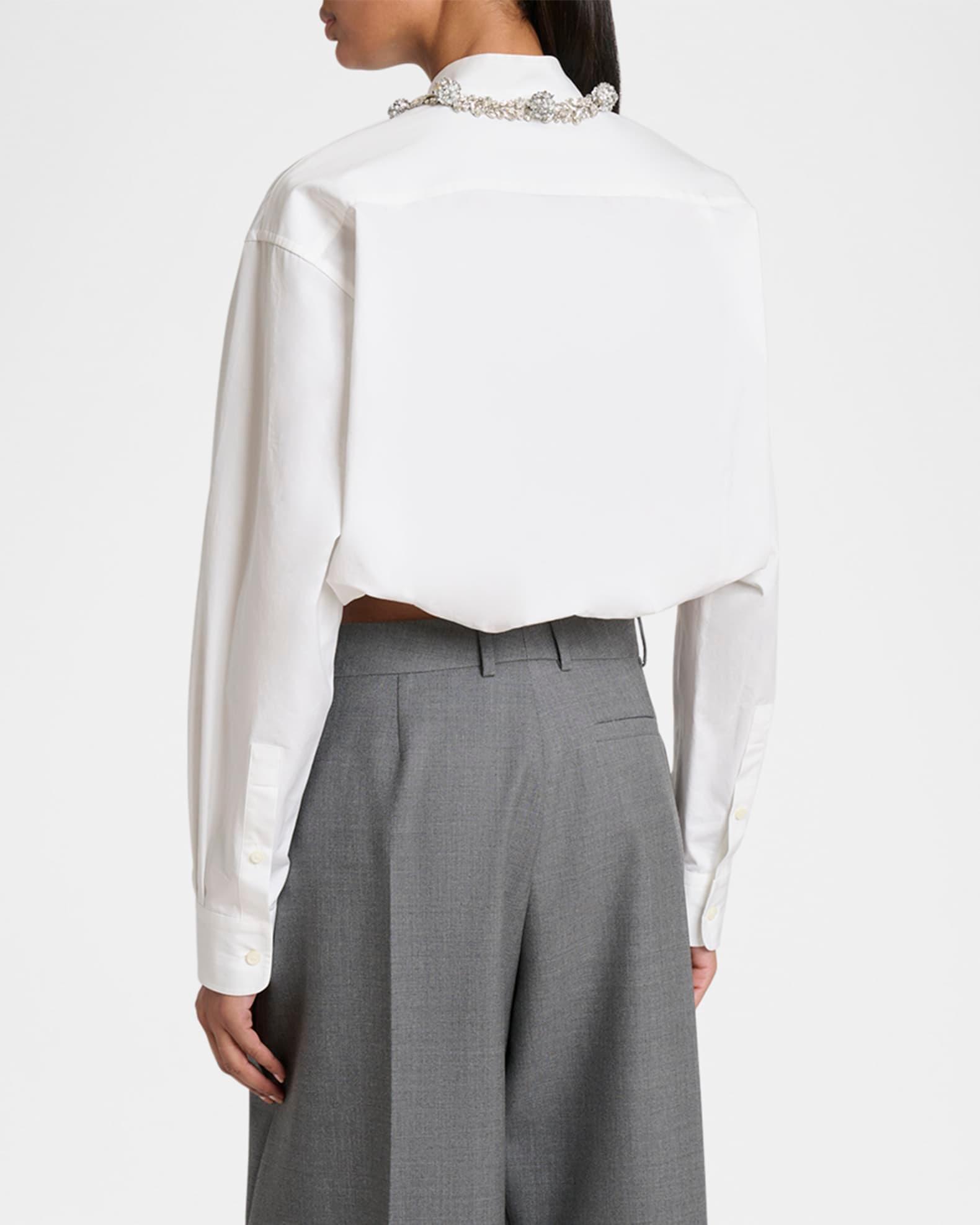 Crystal Button-Down Crop Balloon Shirt Product Image