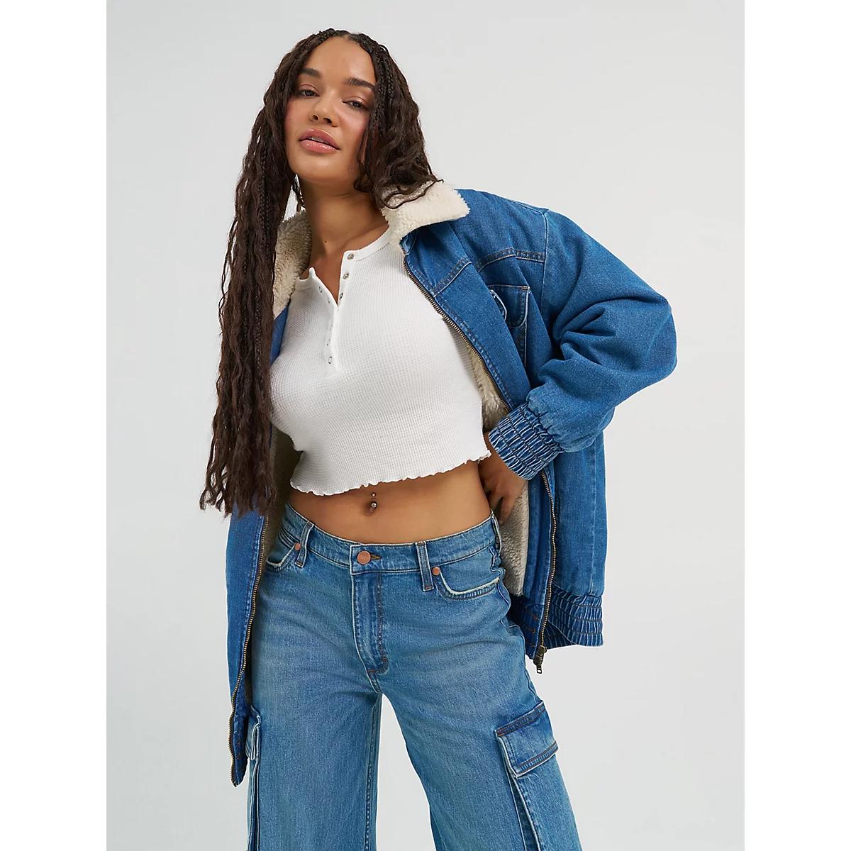 Women's Oversized Bomber Jacket in Azurite Product Image