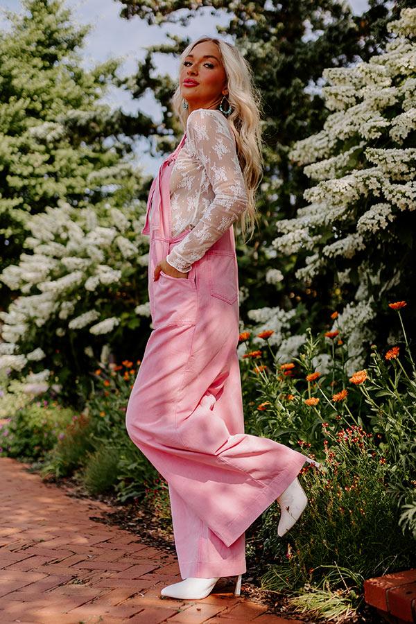 The Meena Denim Overalls In Pink Product Image