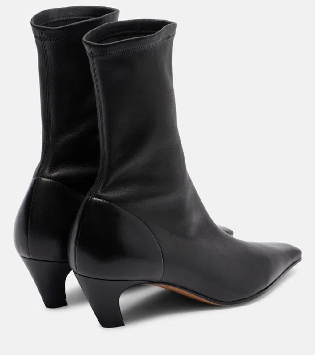 KHAITE Arizona 50 Leather Ankle Boots In Black Product Image