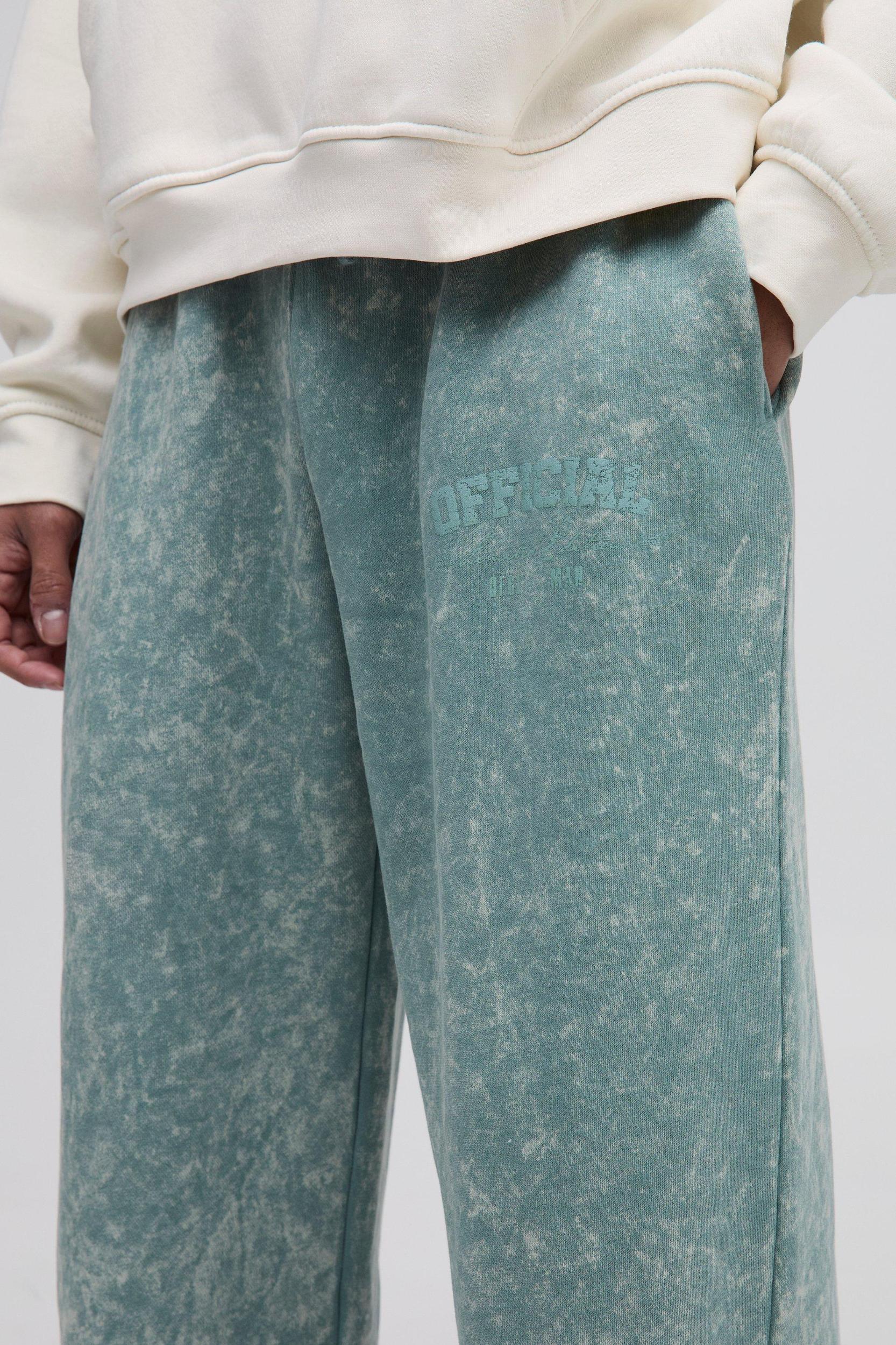 Wide Leg Official Washed Sweatpants | boohooMAN USA Product Image