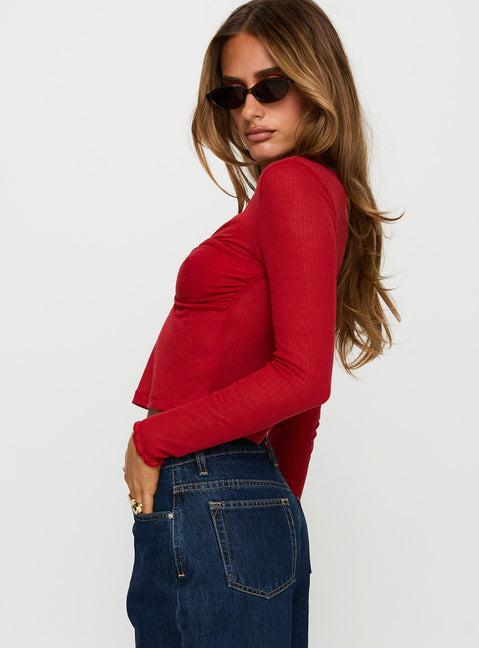November Long Sleeve Top Red Product Image