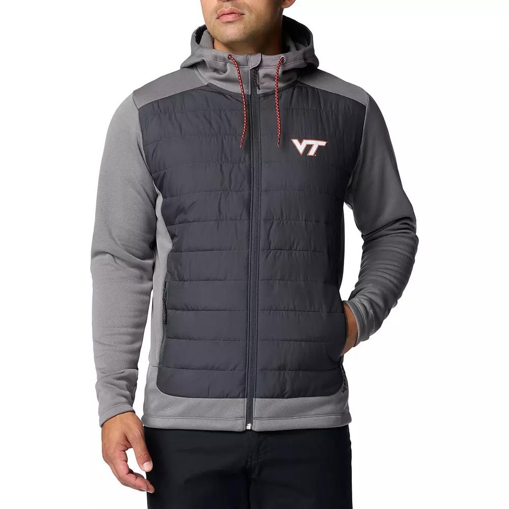 Men's Columbia  Gray Virginia Tech Hokies Out-Shield Hybrid Full-Zip Hoodie Jacket, Size: Medium, Grey Product Image