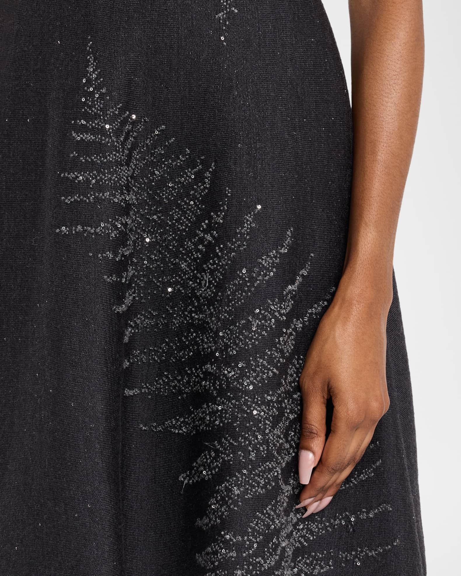 Paillette Fern Short-Sleeve Knit Mini Dress Product Image