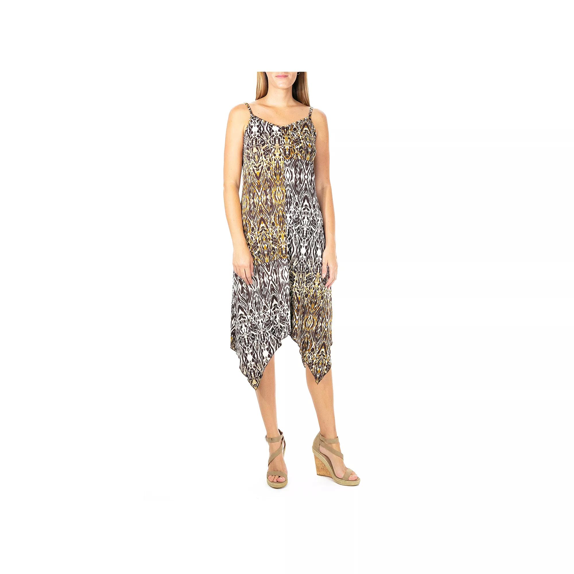 Women's Nina Leonard Print Shark-Bite Hem Midi Dress, Size: XL, Brown Bean Team Product Image