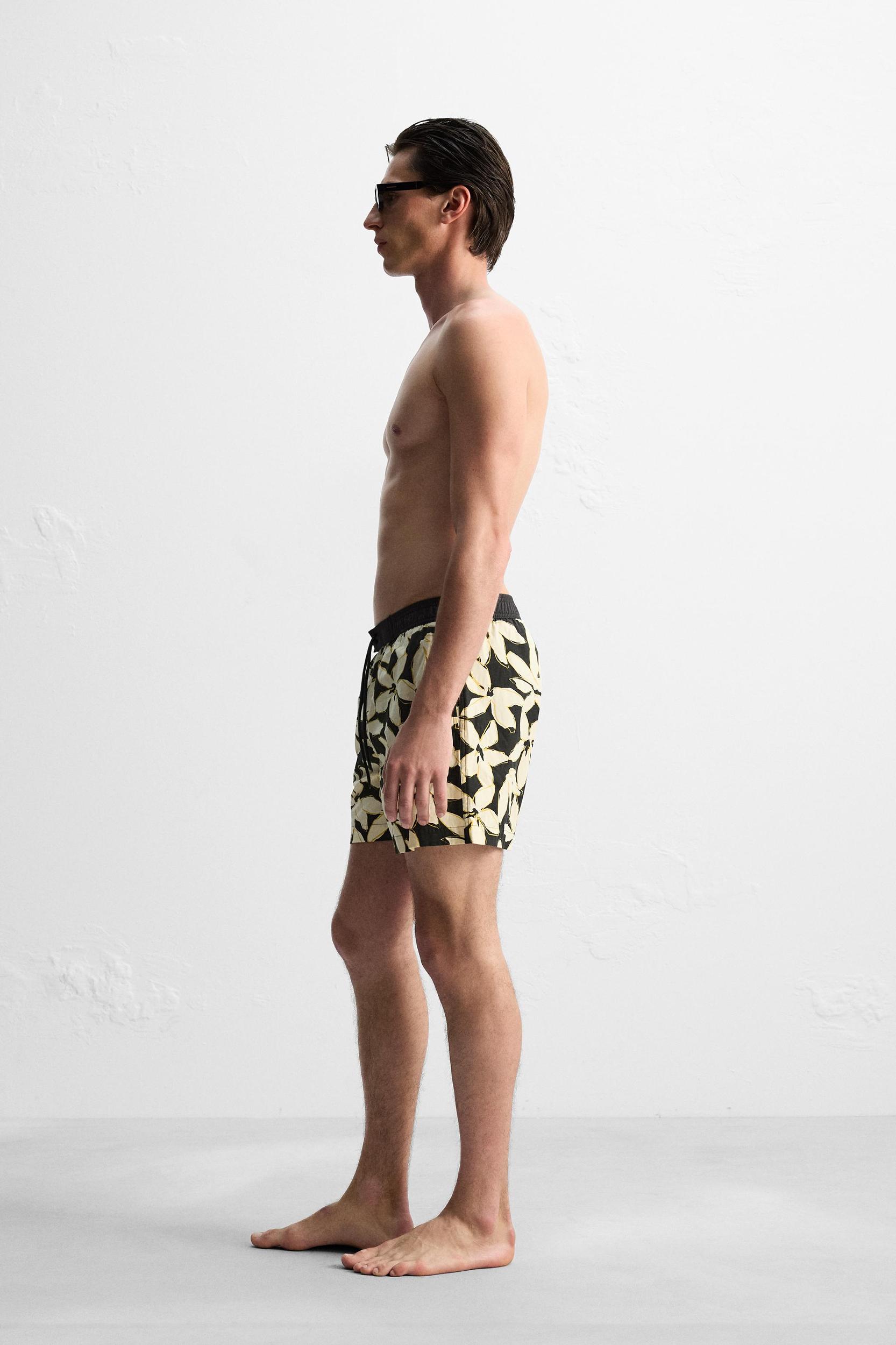 FLORAL PRINT LONG SWIMMING TRUNKS Product Image