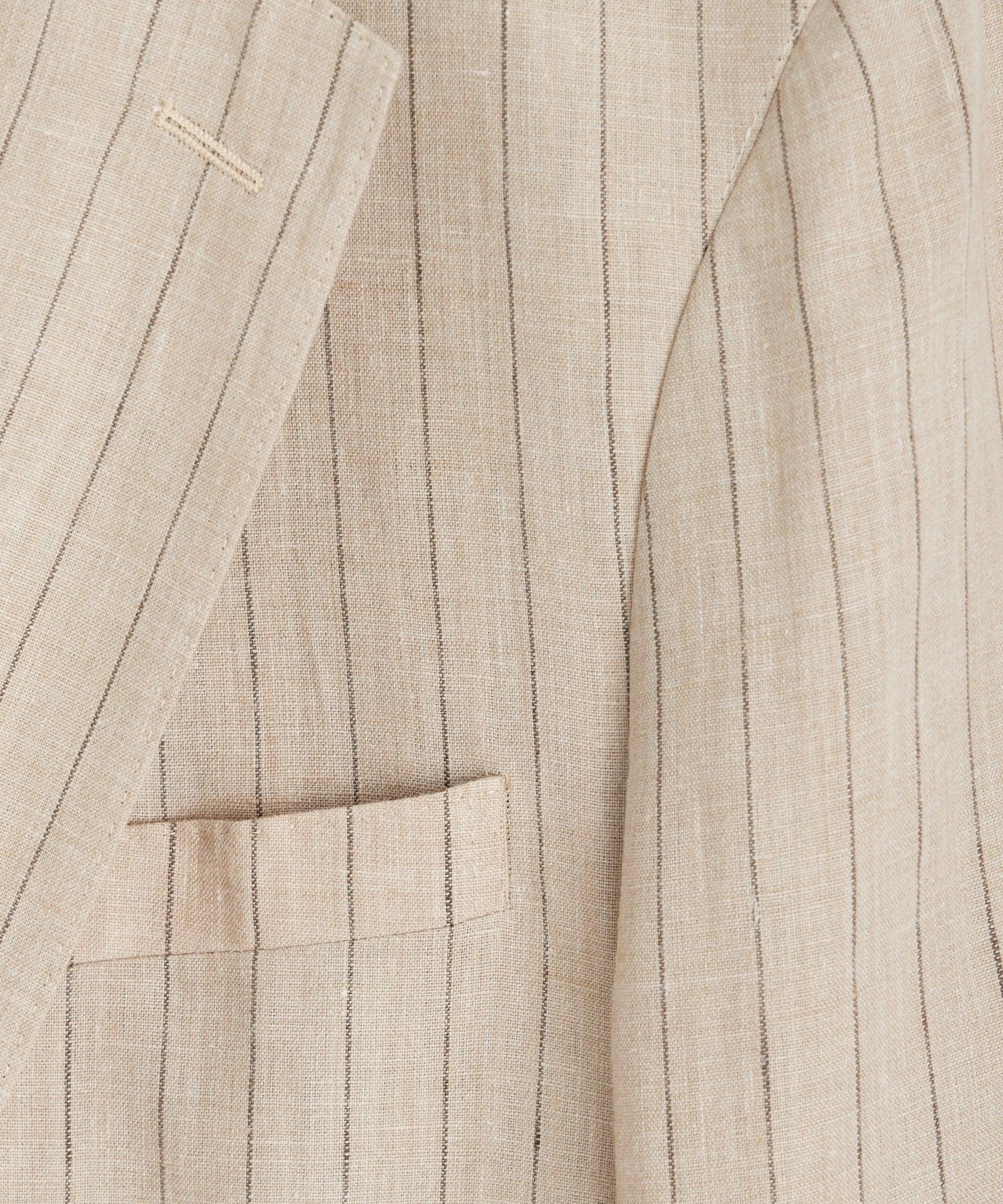 Italian Linen Madison Jacket in Ecru Stripe Product Image
