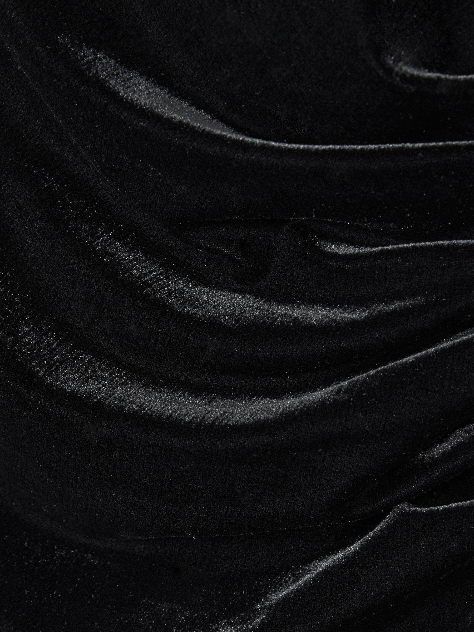 Off-the-Shoulder Velvet Dress in Black Product Image