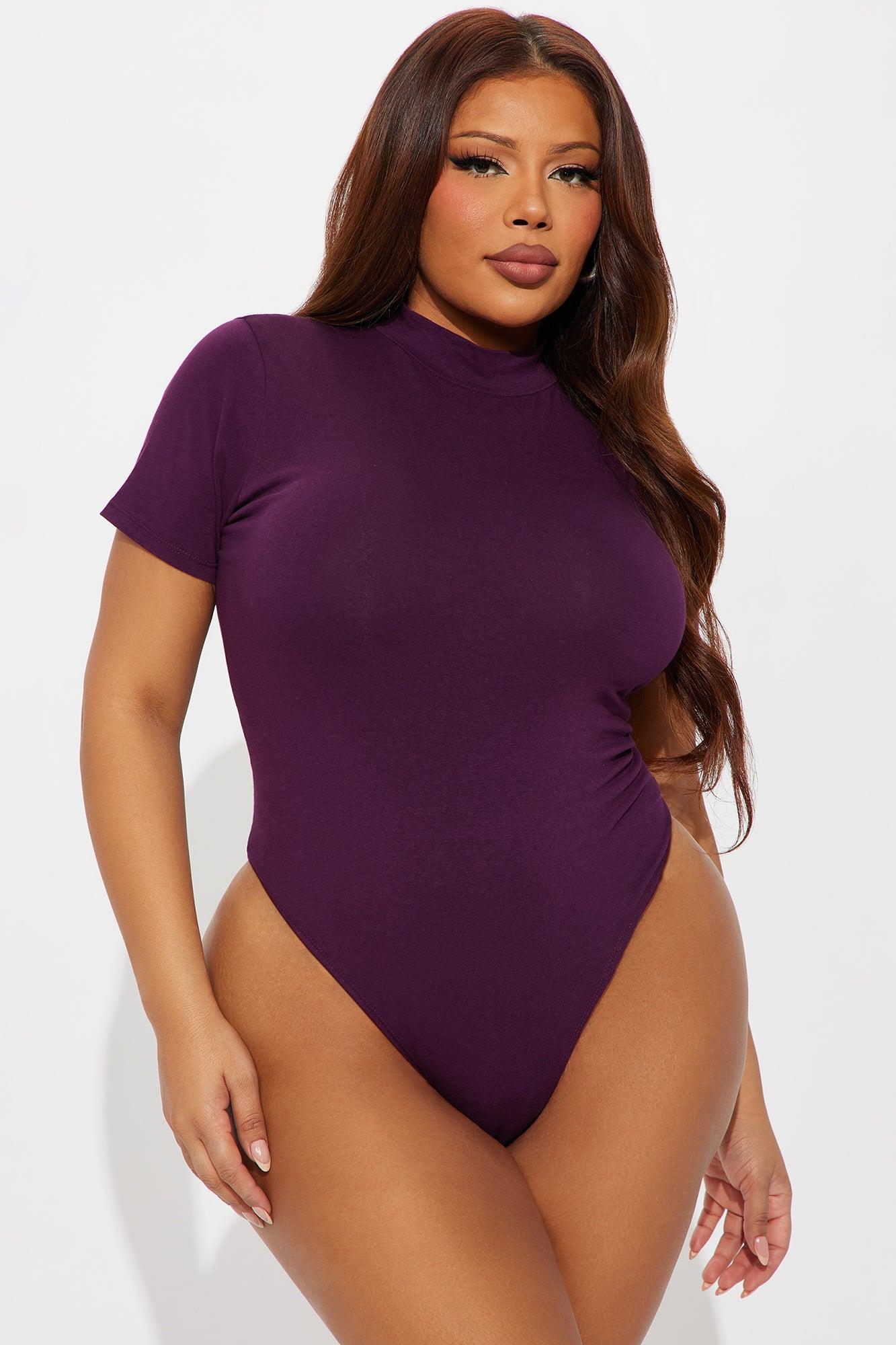 Basic Mock Neck Bodysuit - Plum Female Product Image