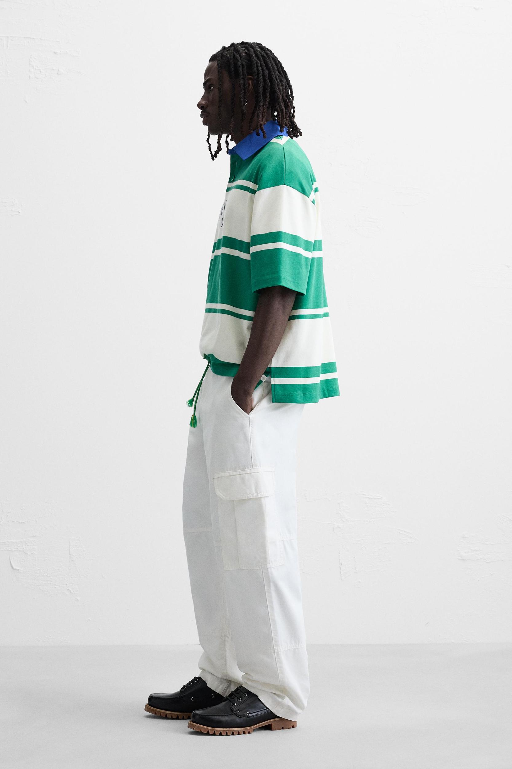 STRIPED TEXT POLO SHIRT Product Image