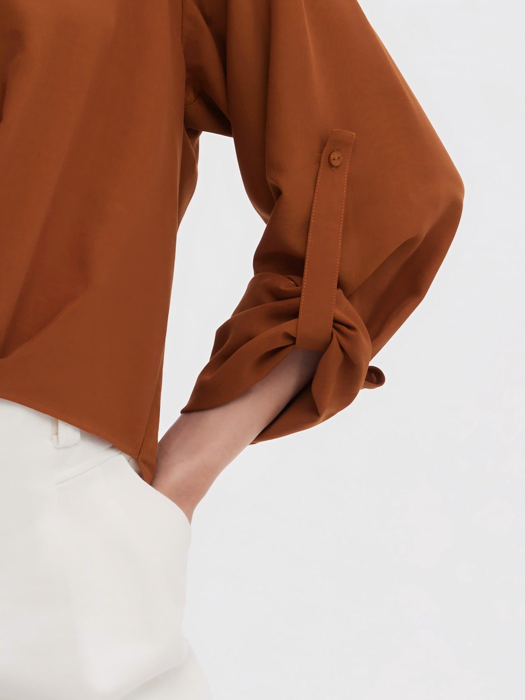 Tencel Acetate Blend Women Adjustable Sleeves Shirt Product Image