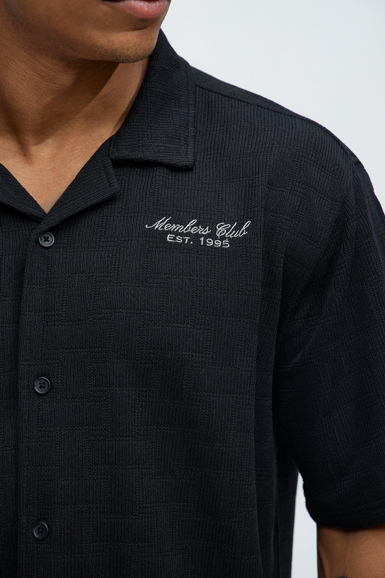 Vintage Short Sleeve Button Up Shirt - Black Product Image