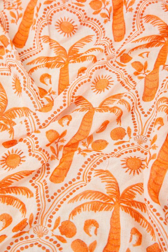 Cayman Orange Palm Tree Print Sarong Swim Cover-Up Product Image