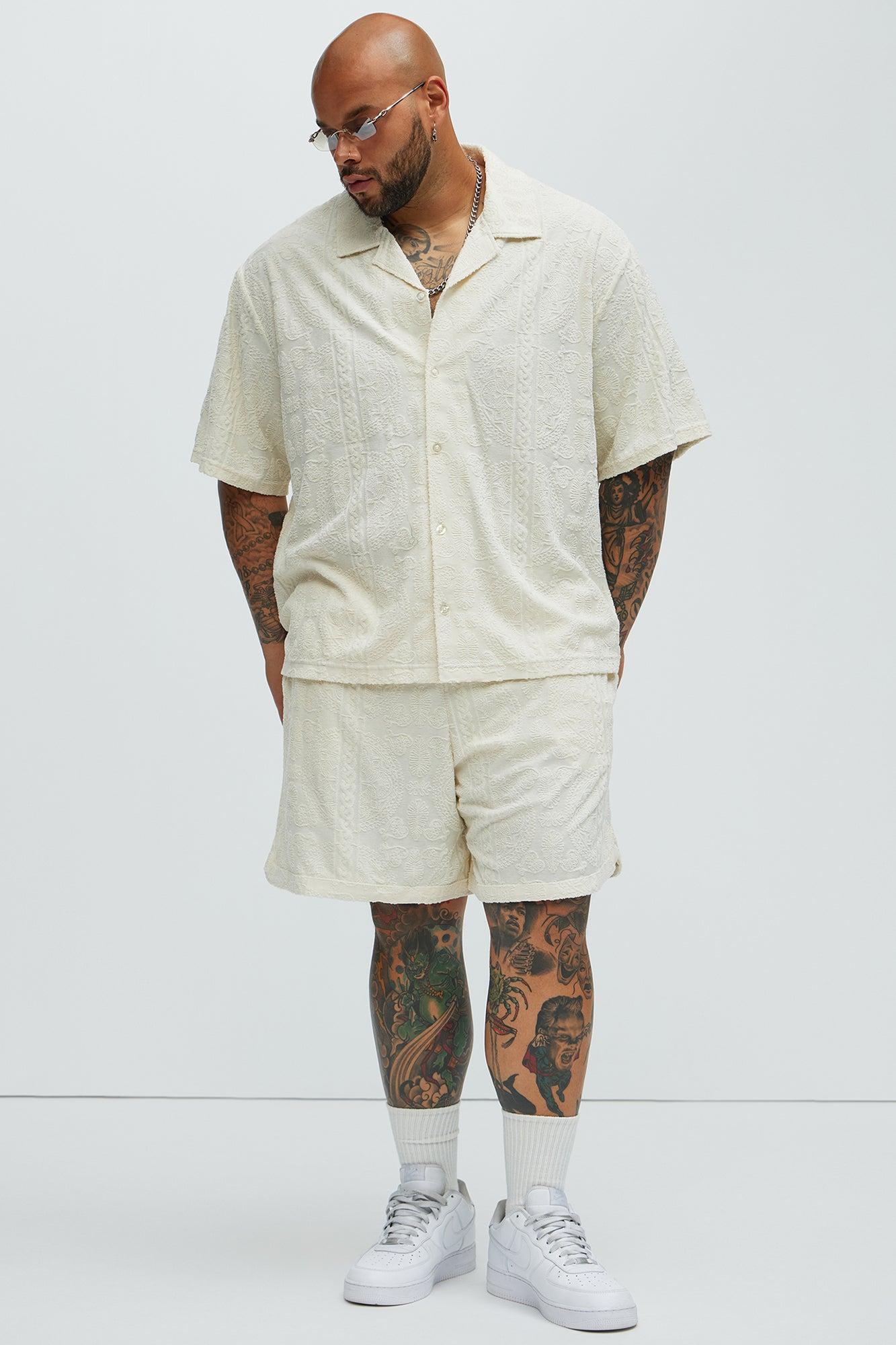 Link Textured Shorts - Cream Product Image