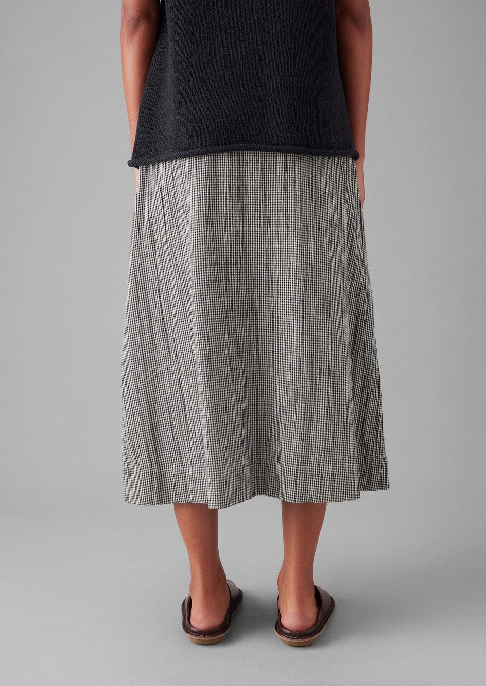 Crinkle Cotton Gingham Skirt | Ecru/Multi Product Image