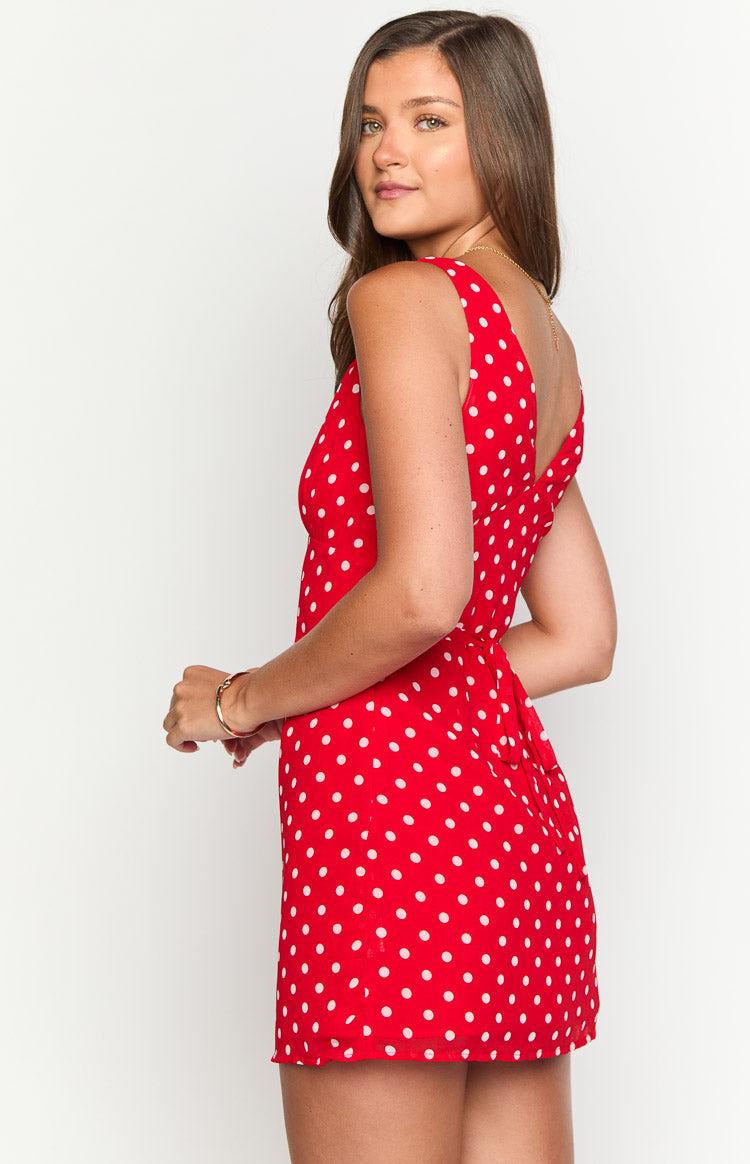 Daphne Red Polka Dot Mini Dress Product Image