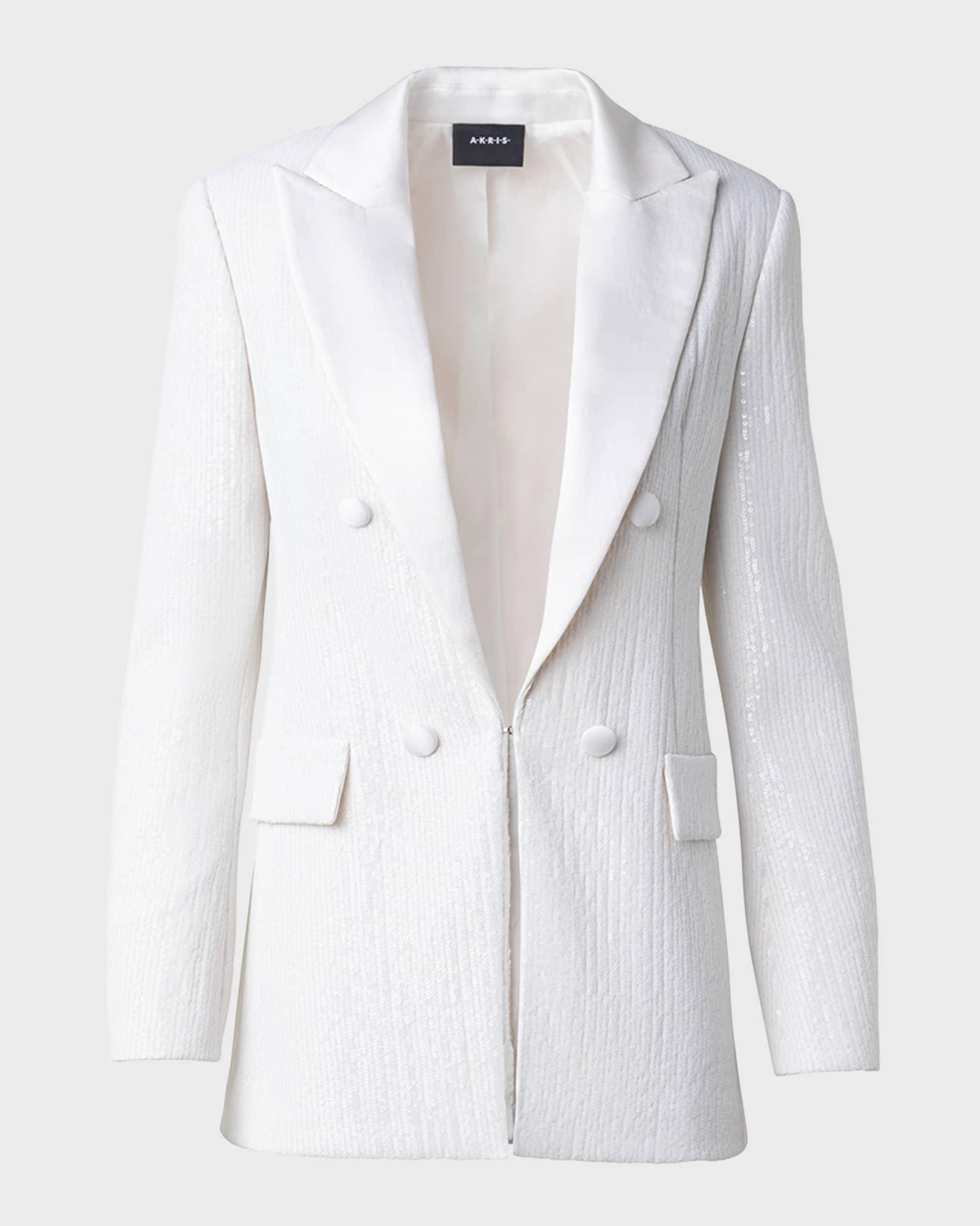 Lucia Silk Chiffon Sequin Tuxedo Jacket Product Image