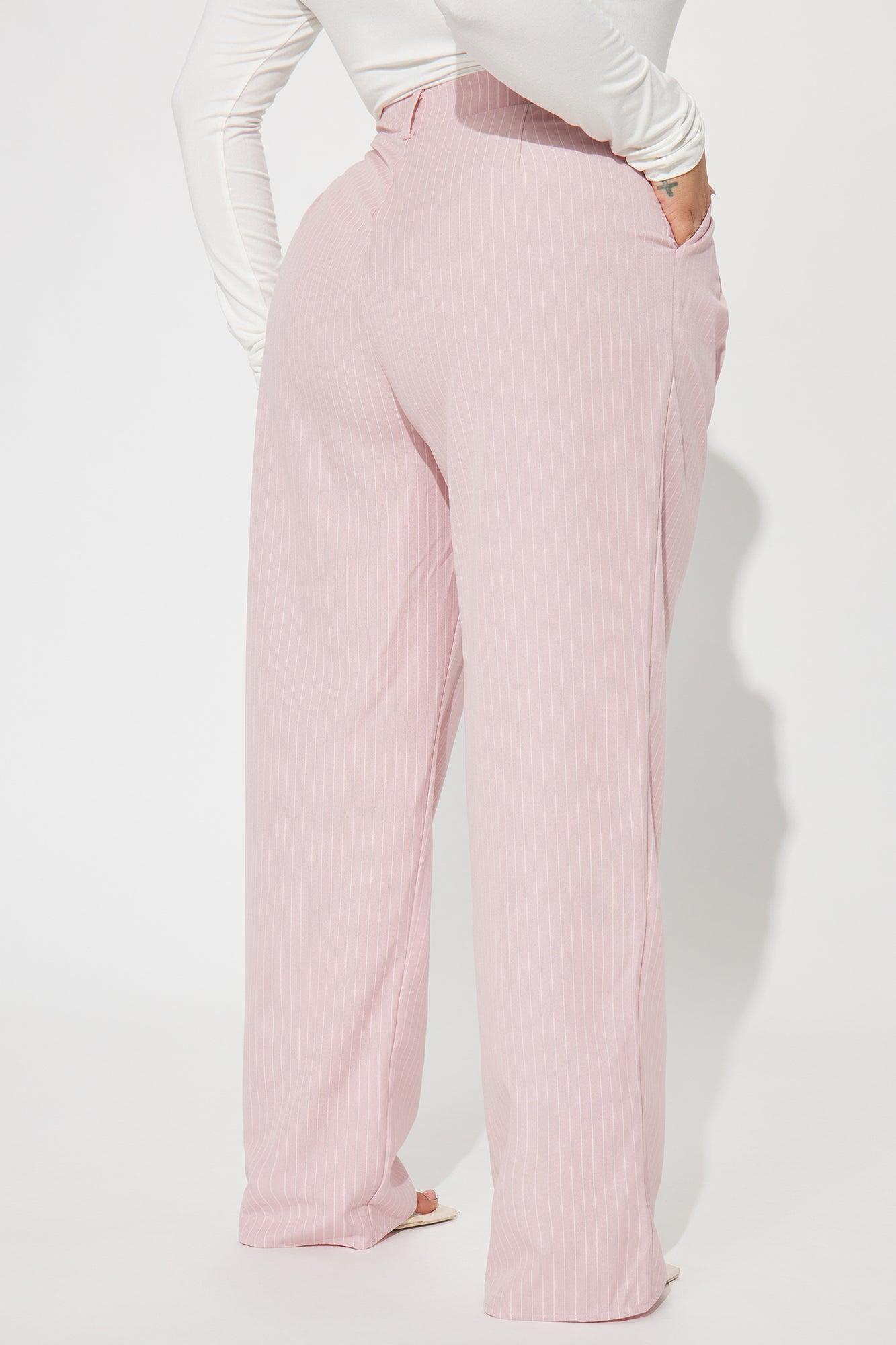 Wake You Up Pinstripe Trouser - Blush Product Image