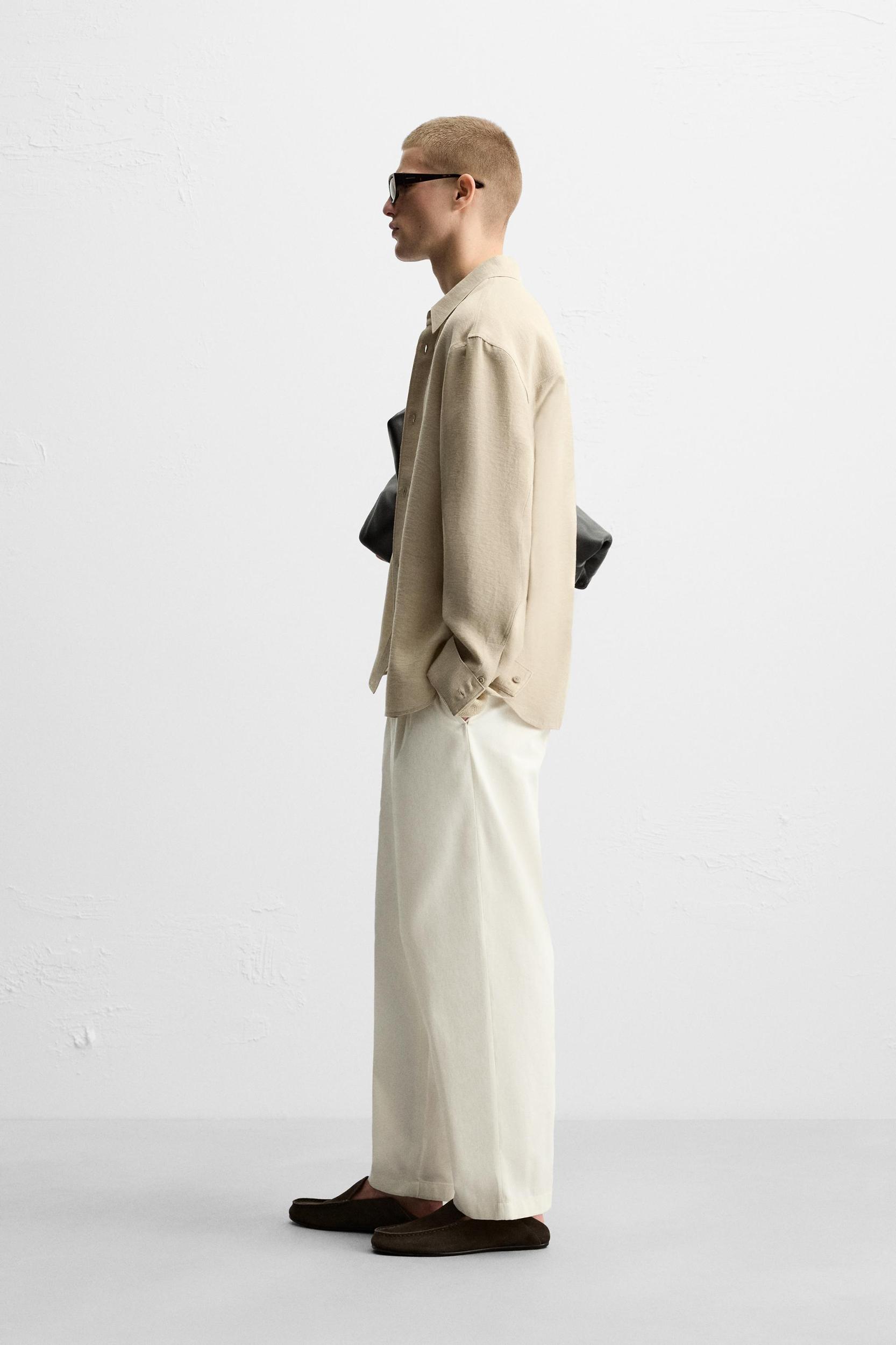 COTTON - LINEN PLEATED PANTS Product Image
