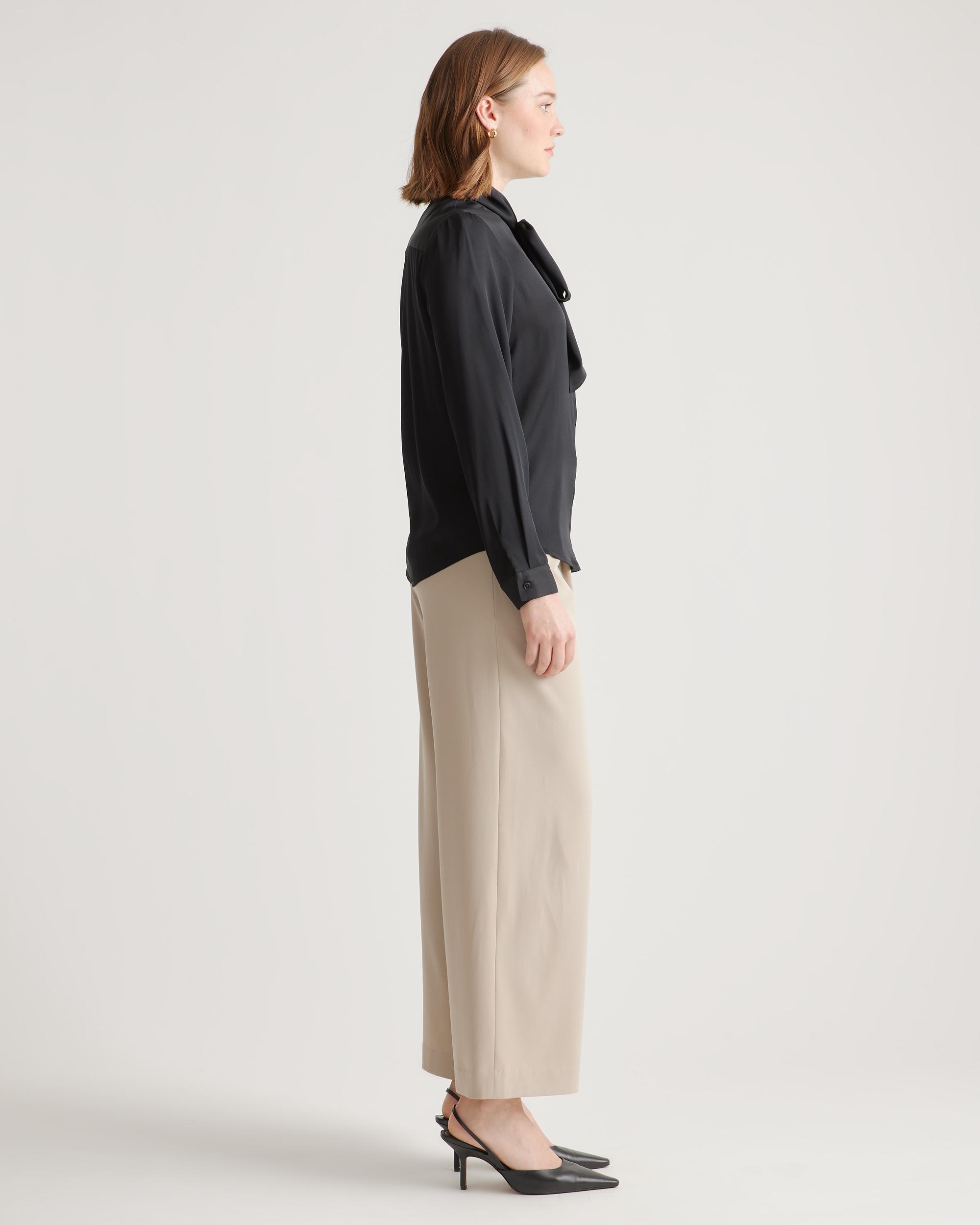 Quince | Women's Washable Stretch Silk Tie Neck Blouse Size XL Product Image